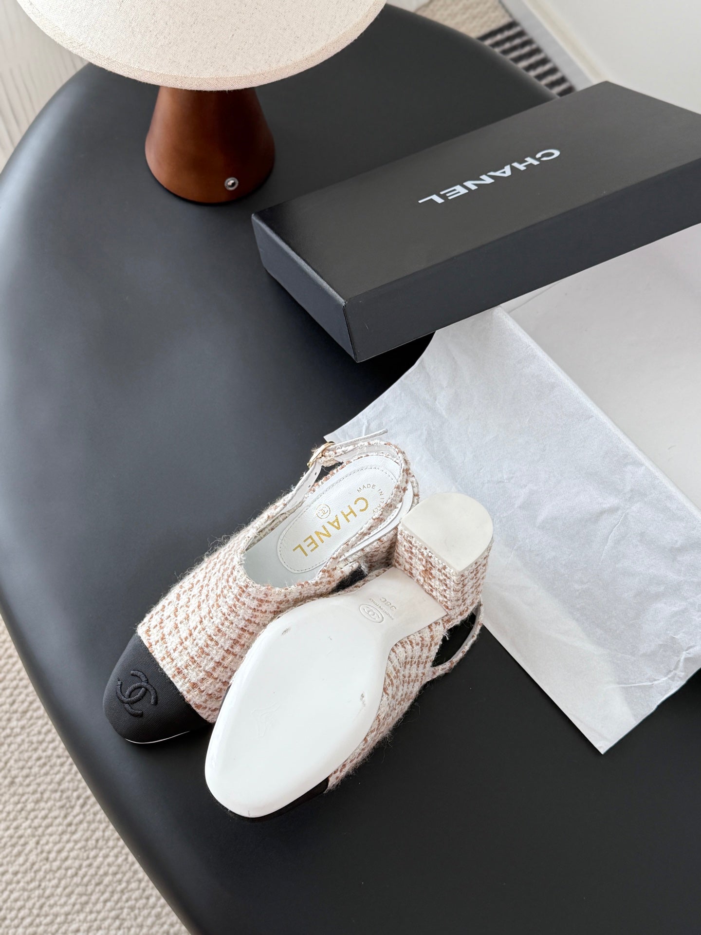 Chan 25fw slingback chunky heels