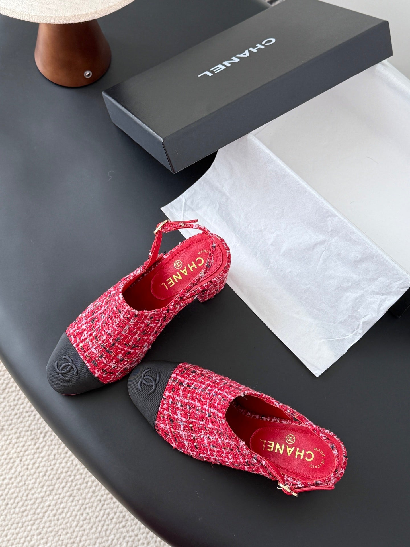 Chan 25fw slingback chunky heels