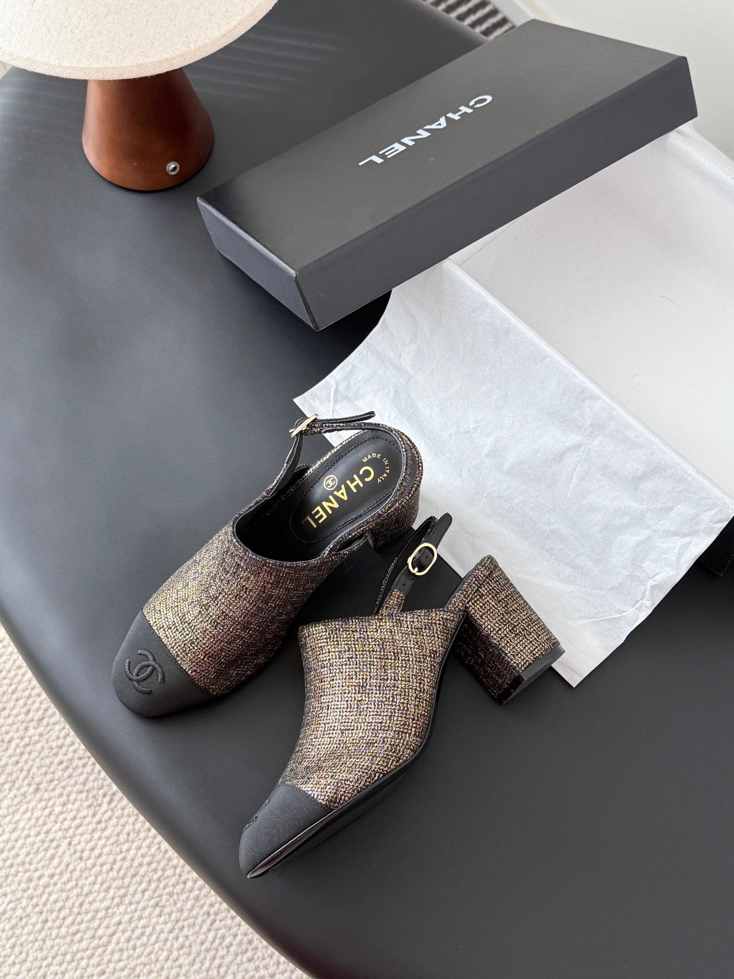 Chan 25fw slingback chunky heels