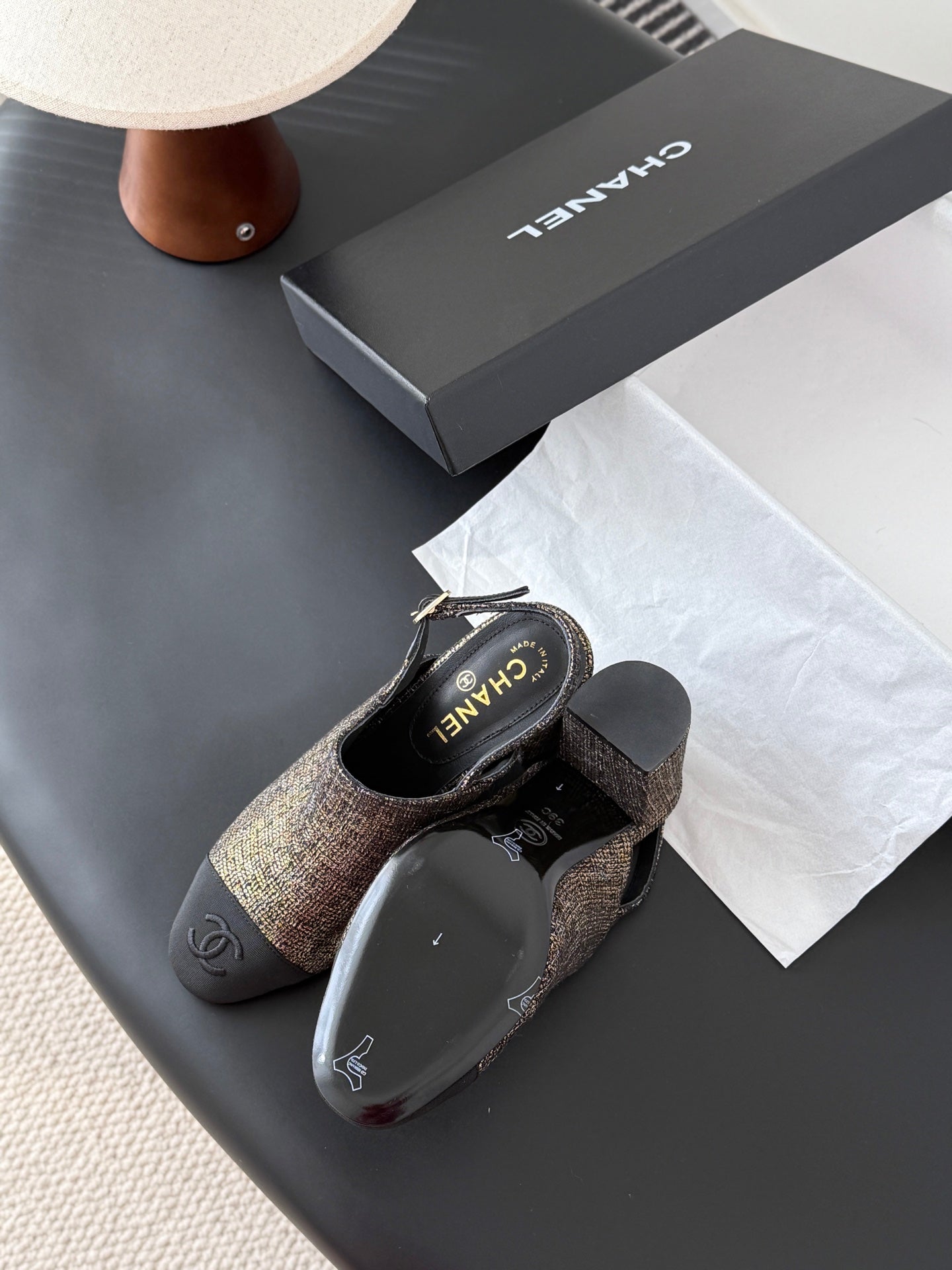 Chan 25fw slingback chunky heels