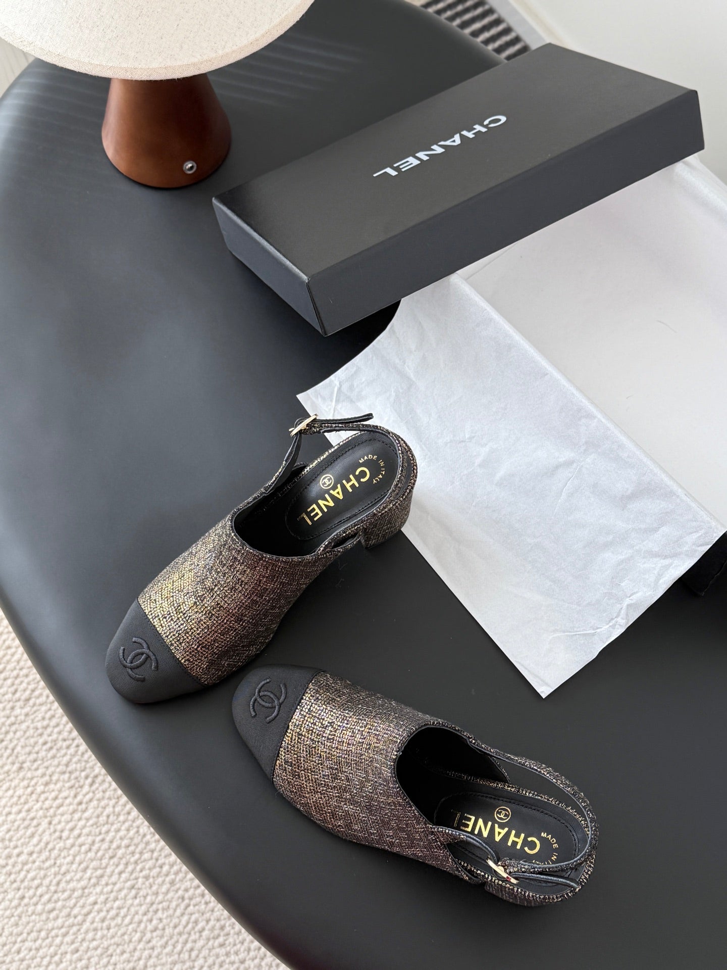 Chan 25fw slingback chunky heels