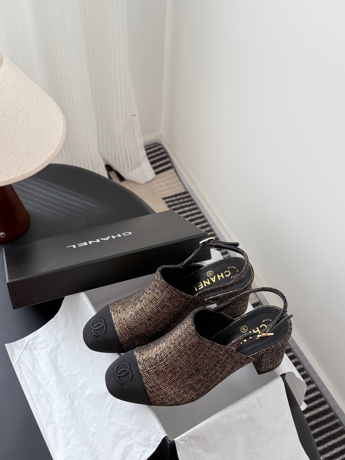 Chan 25fw slingback chunky heels