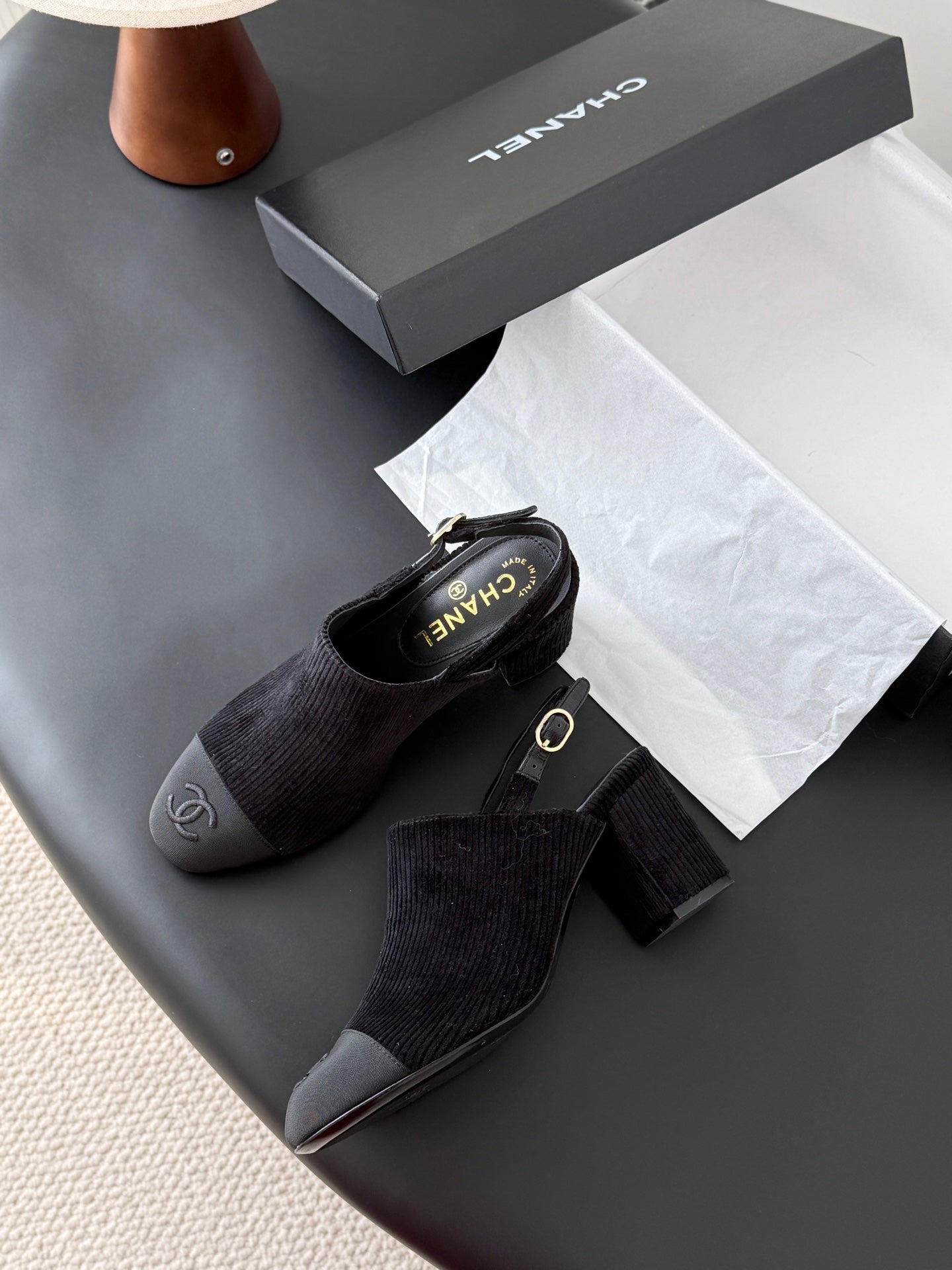 Chan 25fw slingback chunky heels