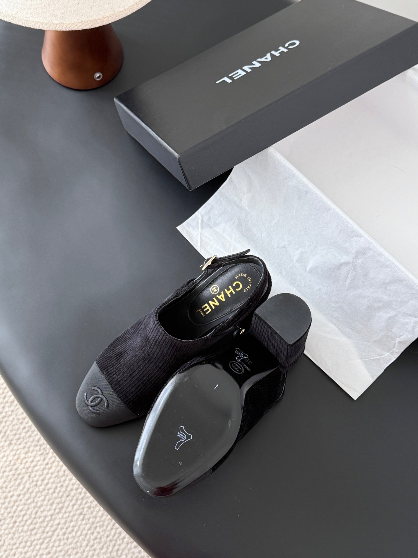 Chan 25fw slingback chunky heels