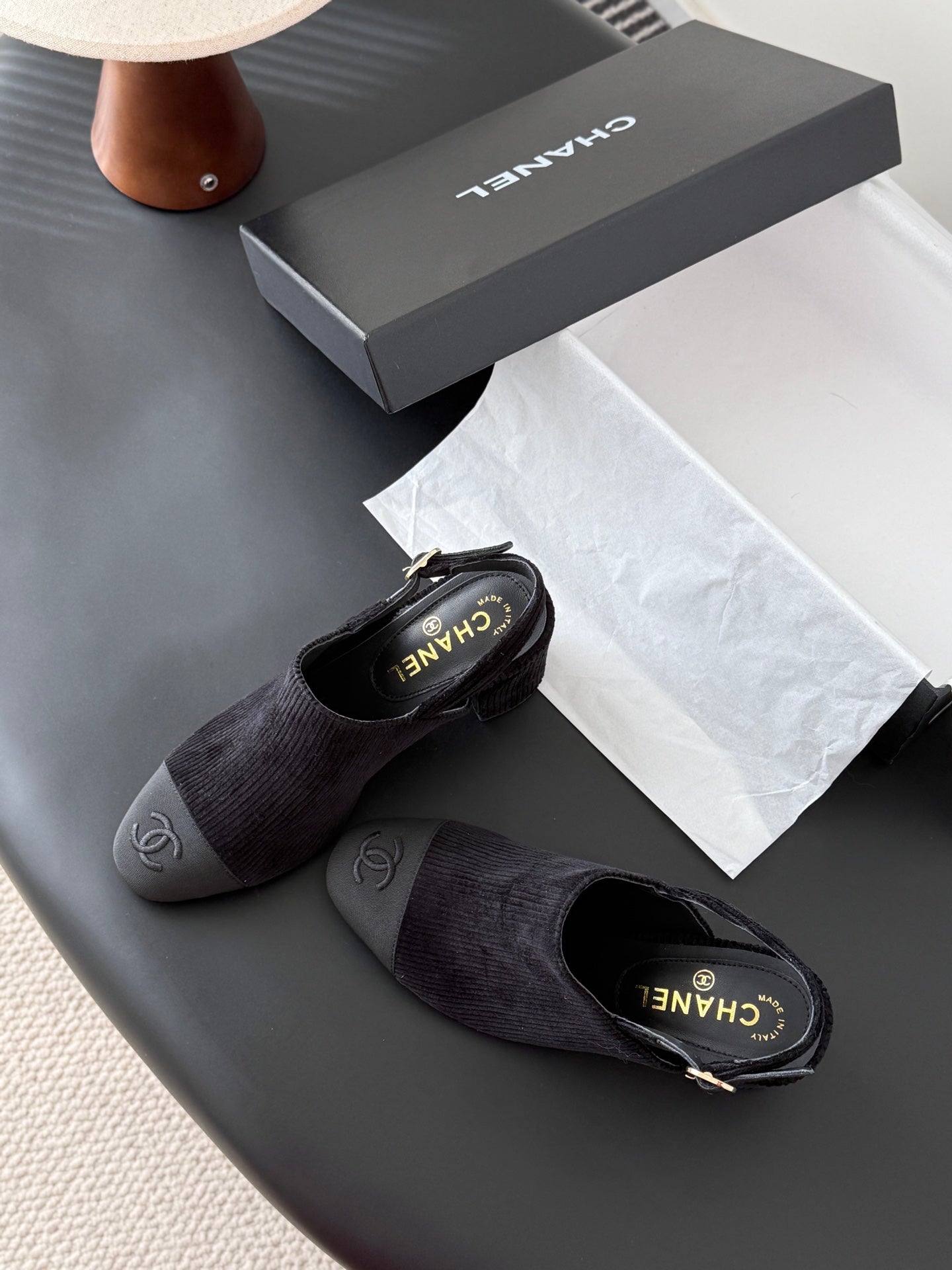 Chan 25fw slingback chunky heels