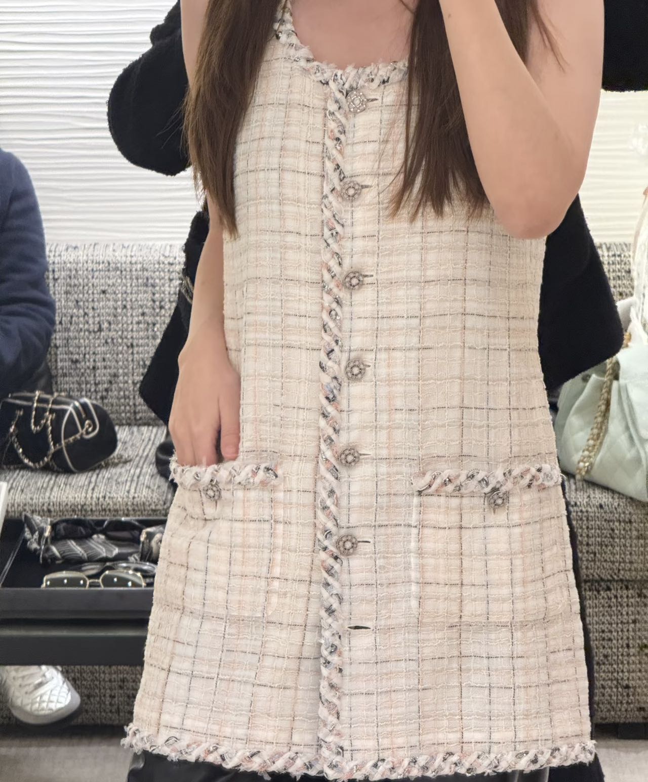 Chan 25fw Coarse fabric vest dress