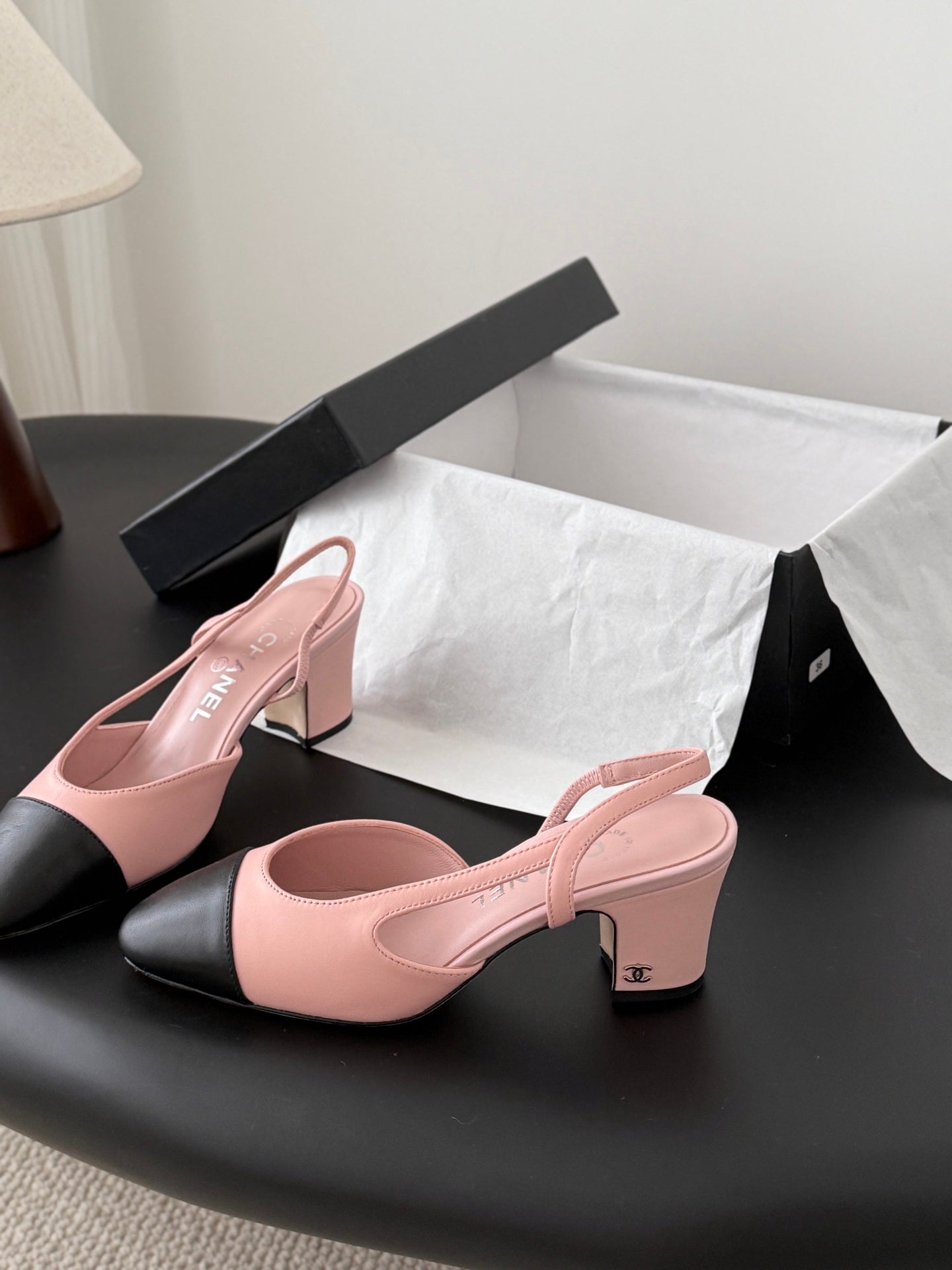 Chan 25fw slingback chunky heels