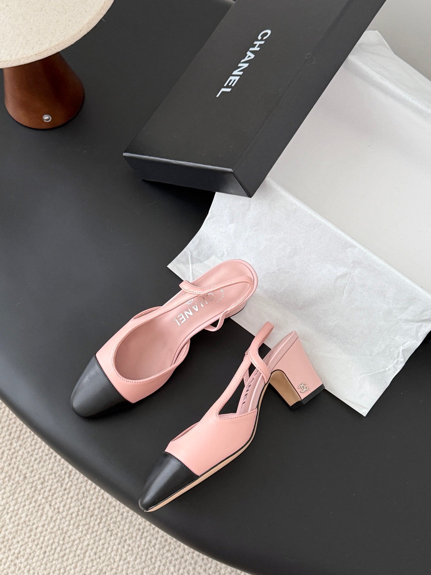 Chan 25fw slingback chunky heels