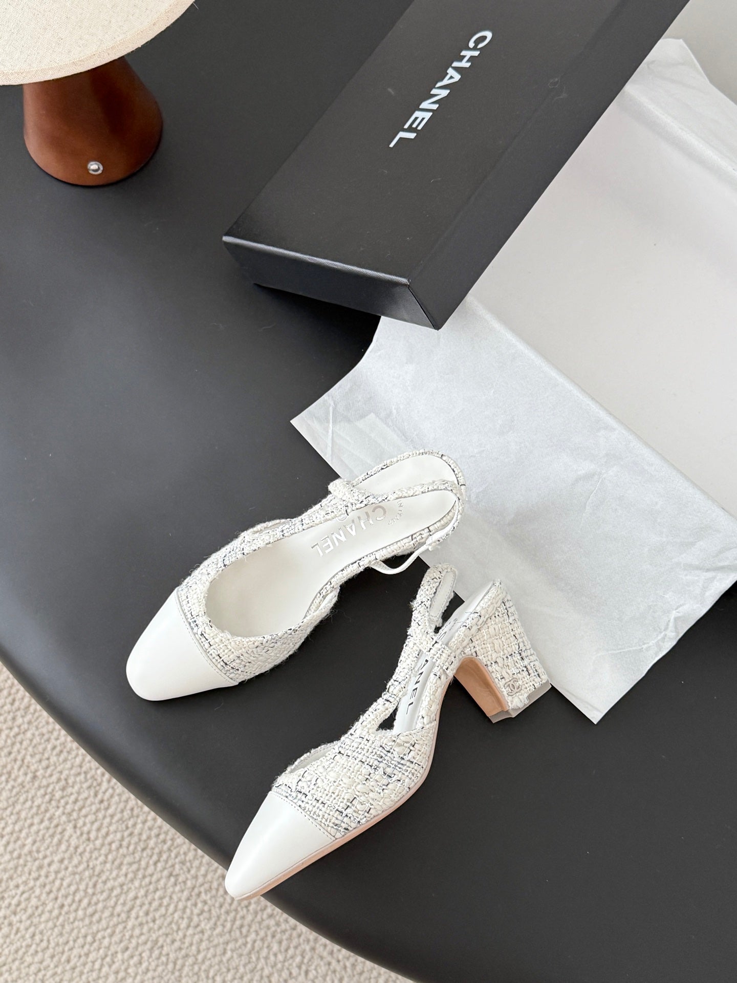 Chan 25fw slingback chunky heels