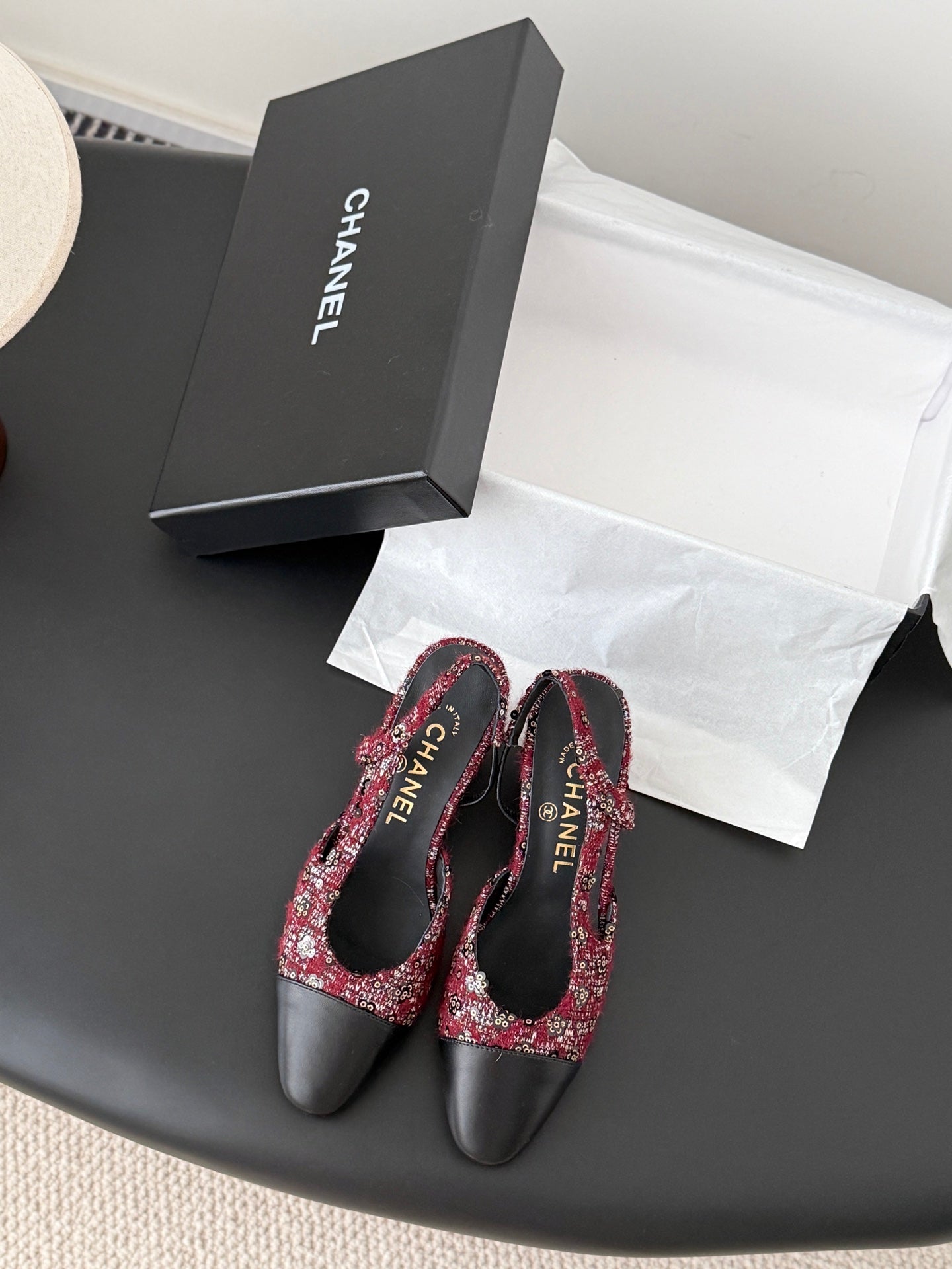 Chan 25fw slingback chunky heels