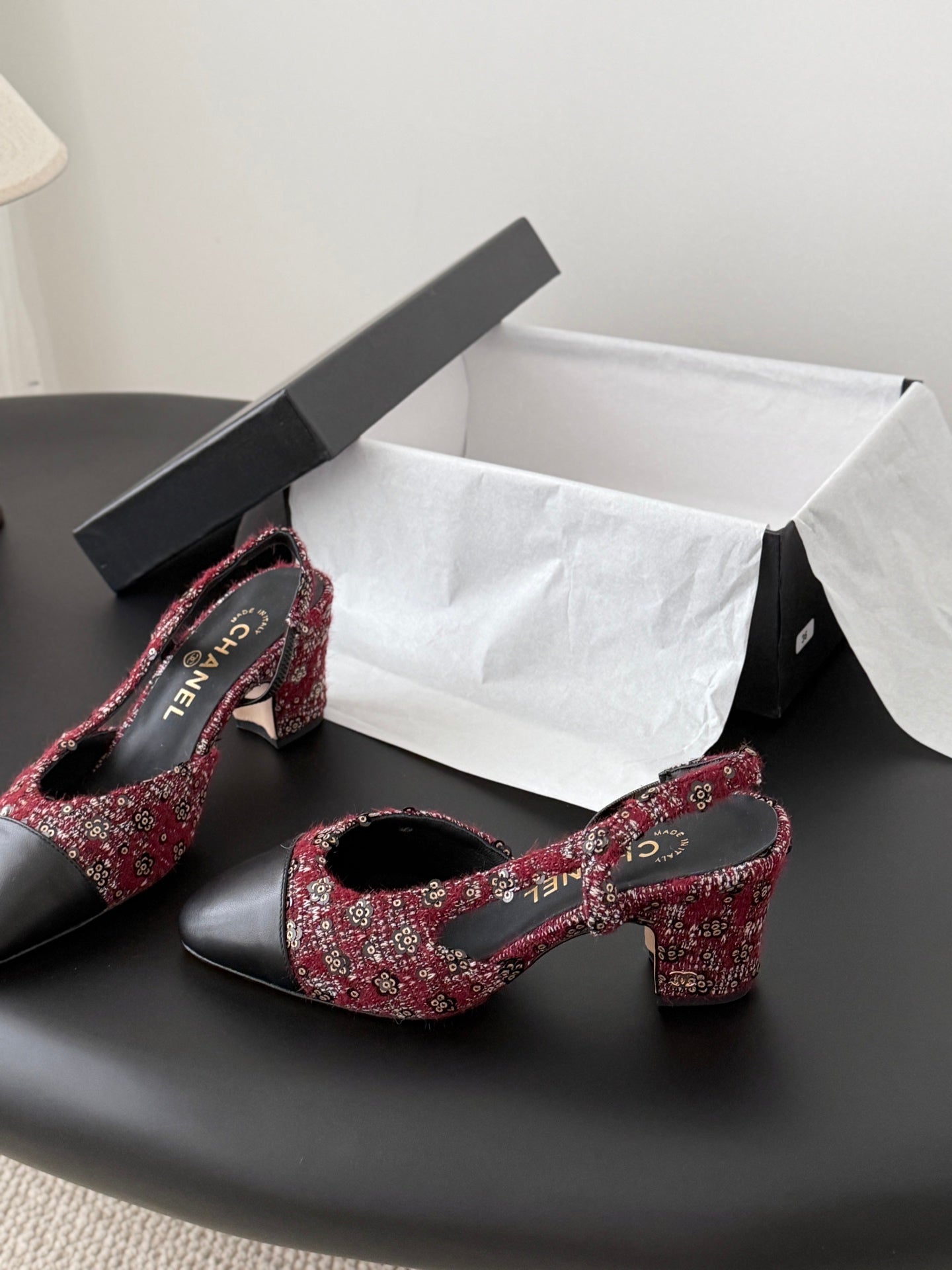 Chan 25fw slingback chunky heels