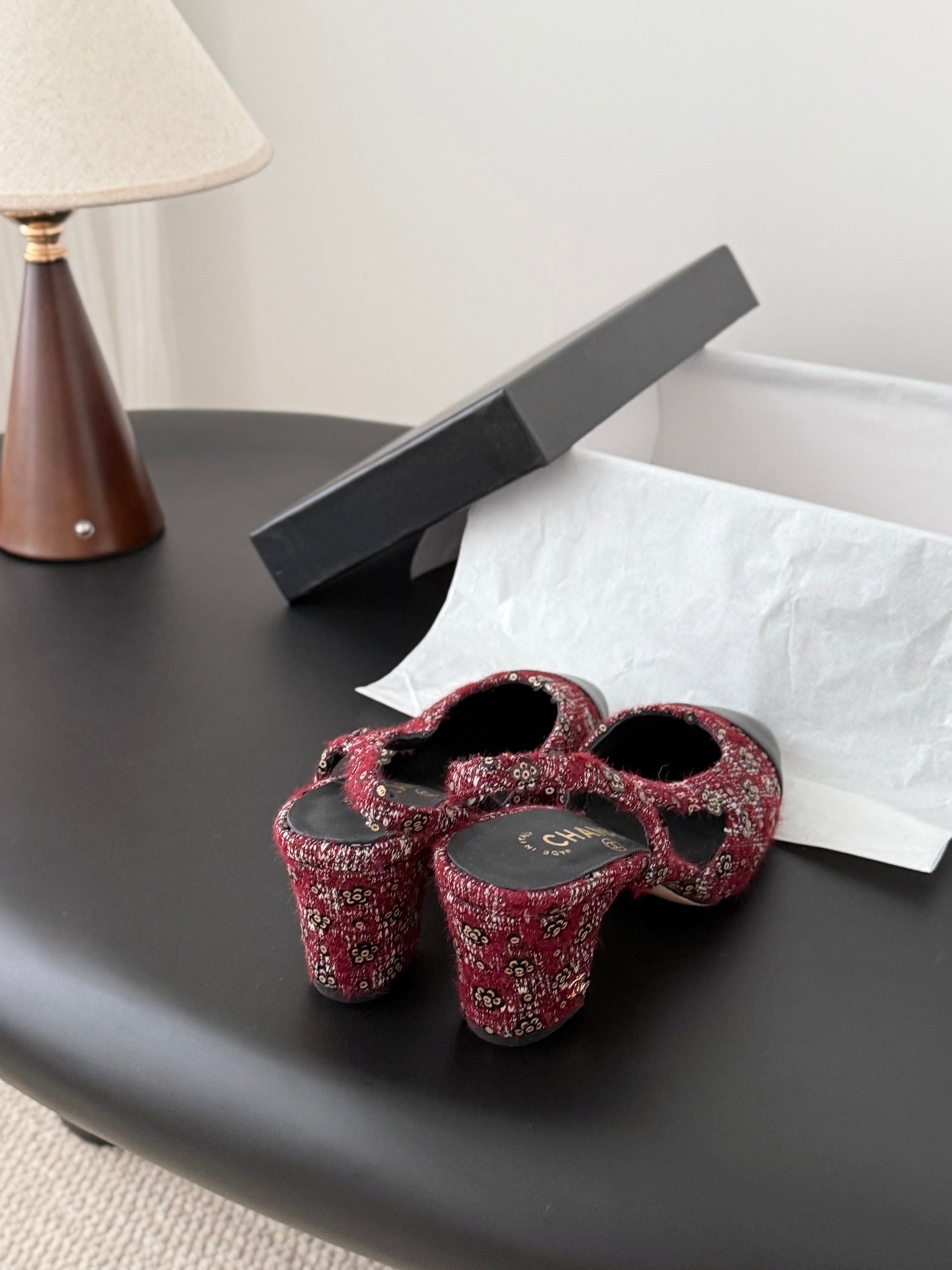 Chan 25fw slingback chunky heels