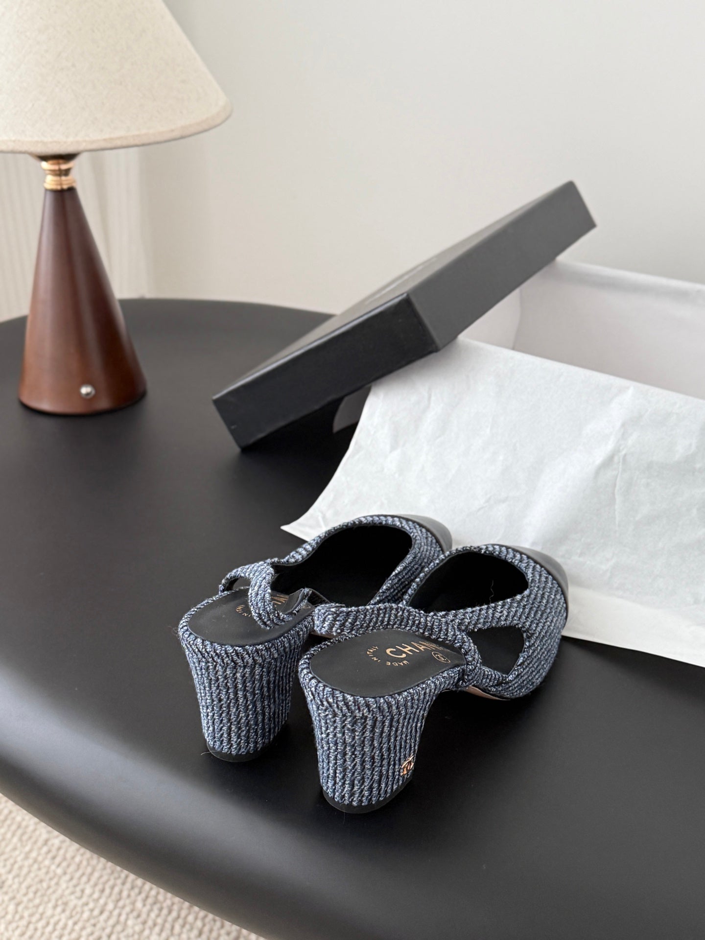 Chan 25fw slingback chunky heels