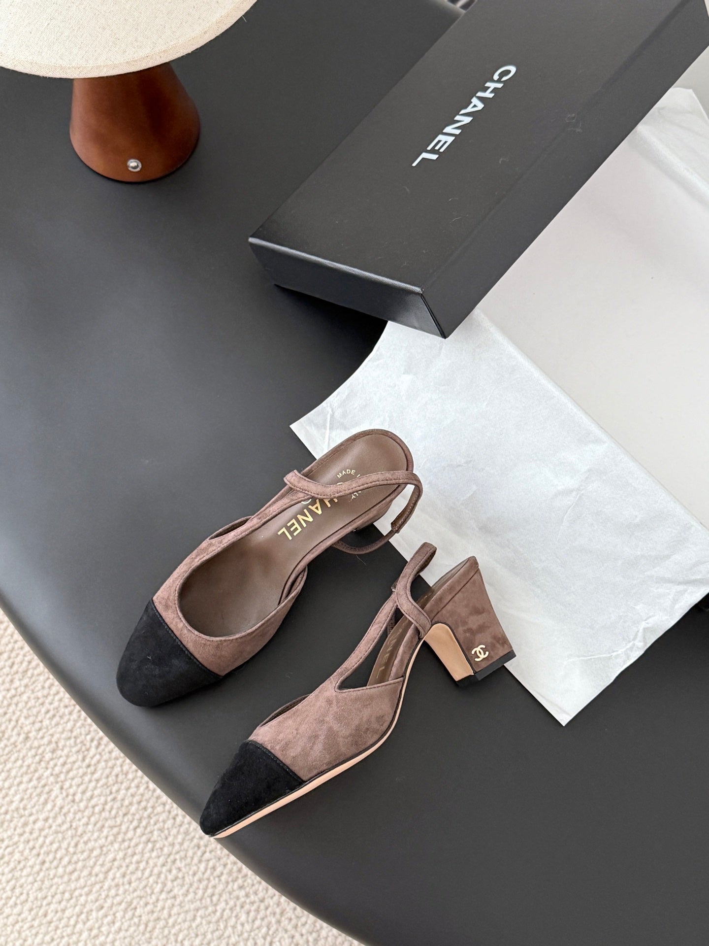 Chan 25fw slingback chunky heels