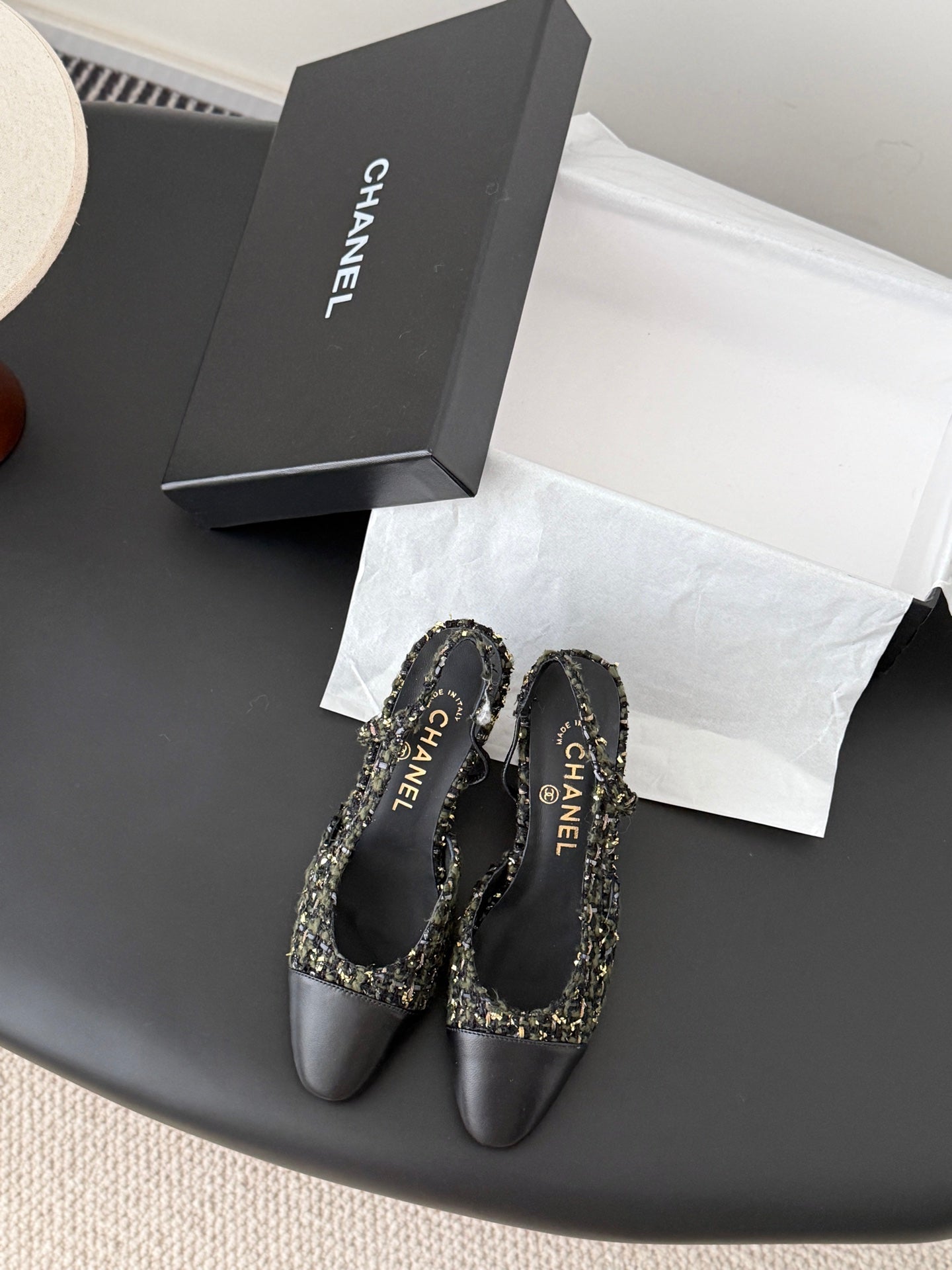 Chan 25fw slingback chunky heels