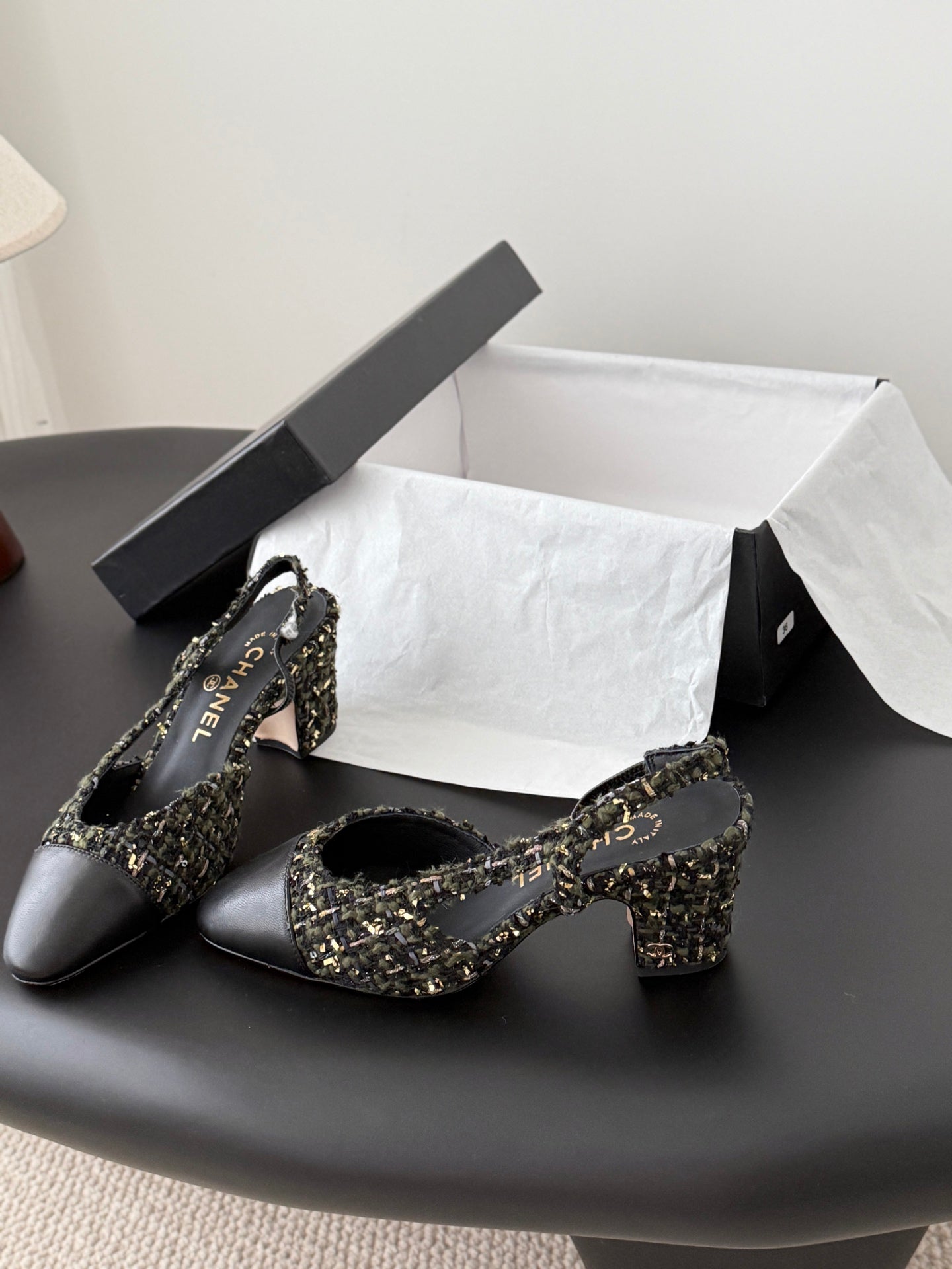 Chan 25fw slingback chunky heels