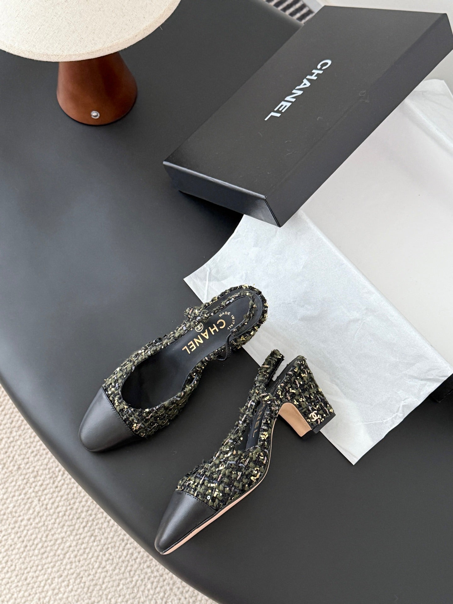 Chan 25fw slingback chunky heels