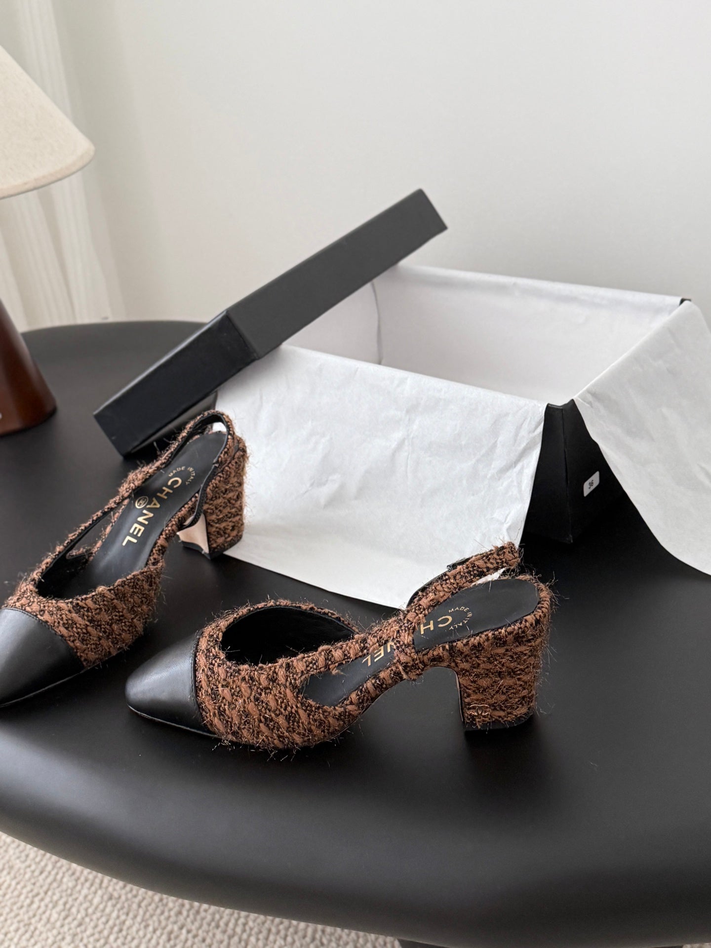 Chan 25fw slingback chunky heels