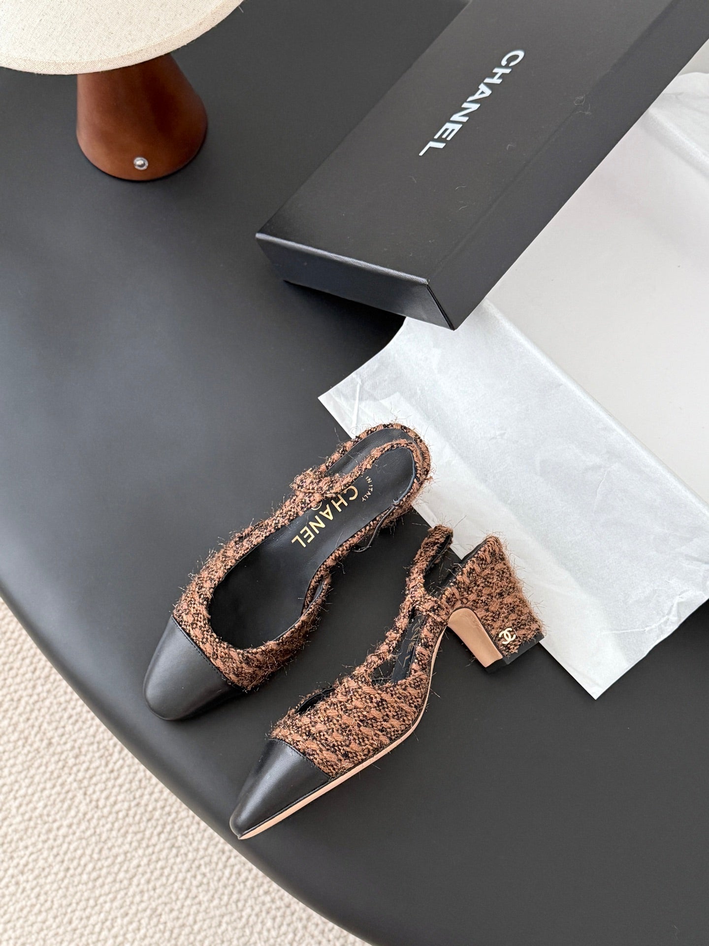 Chan 25fw slingback chunky heels