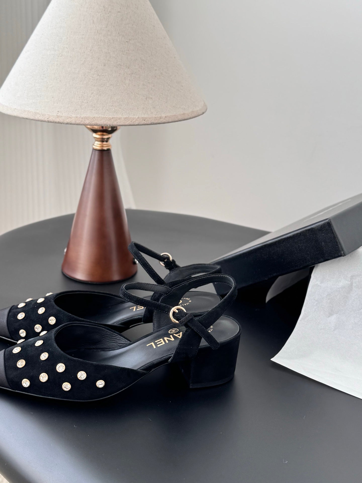 Chan 25fw rhinestones slingback sandals