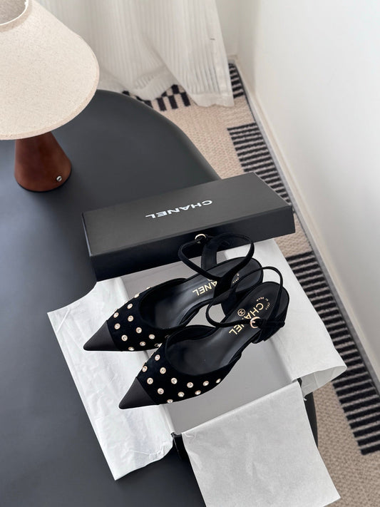 Chan 25fw rhinestones slingback sandals