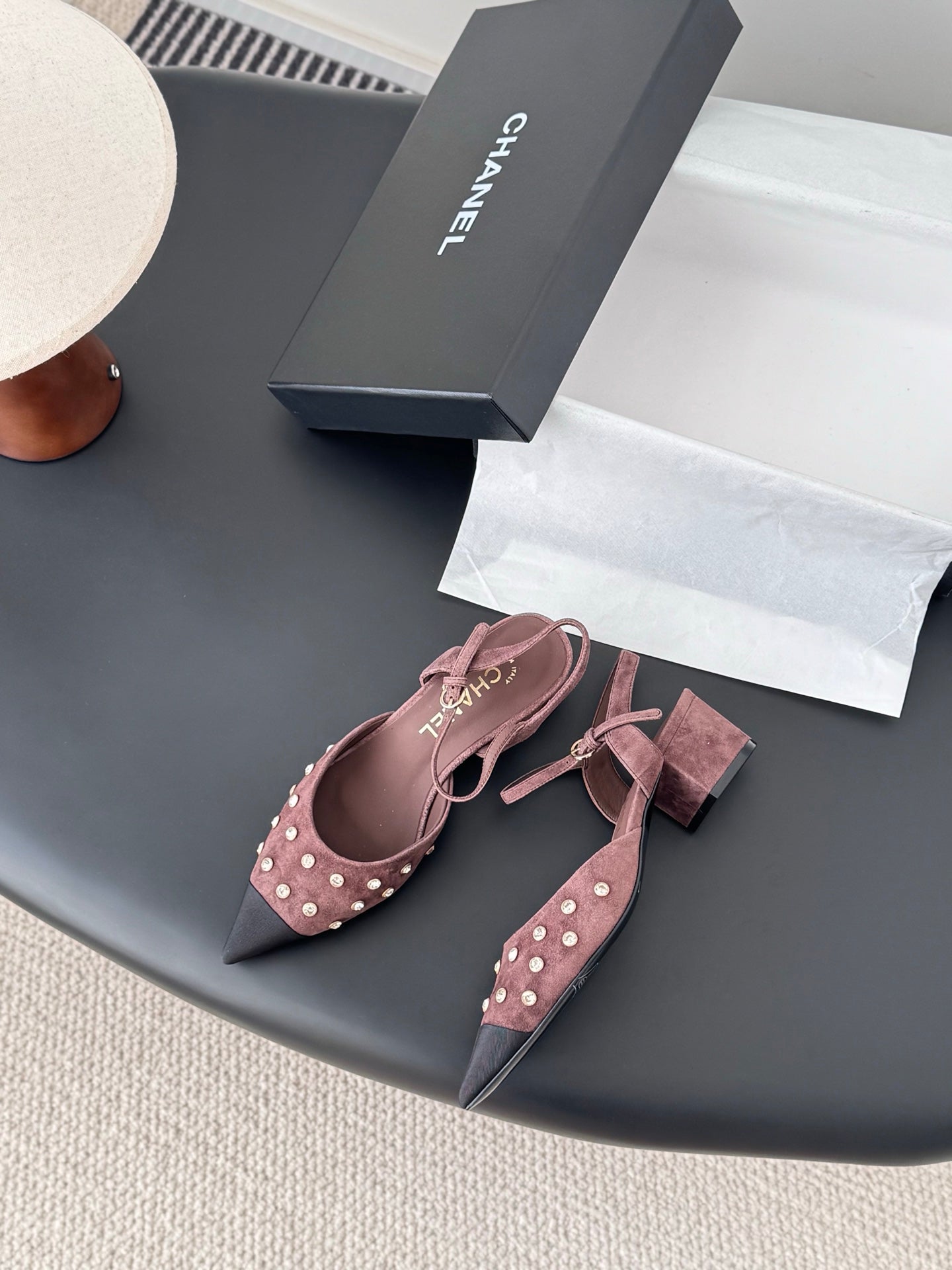 Chan 25fw rhinestones slingback sandals