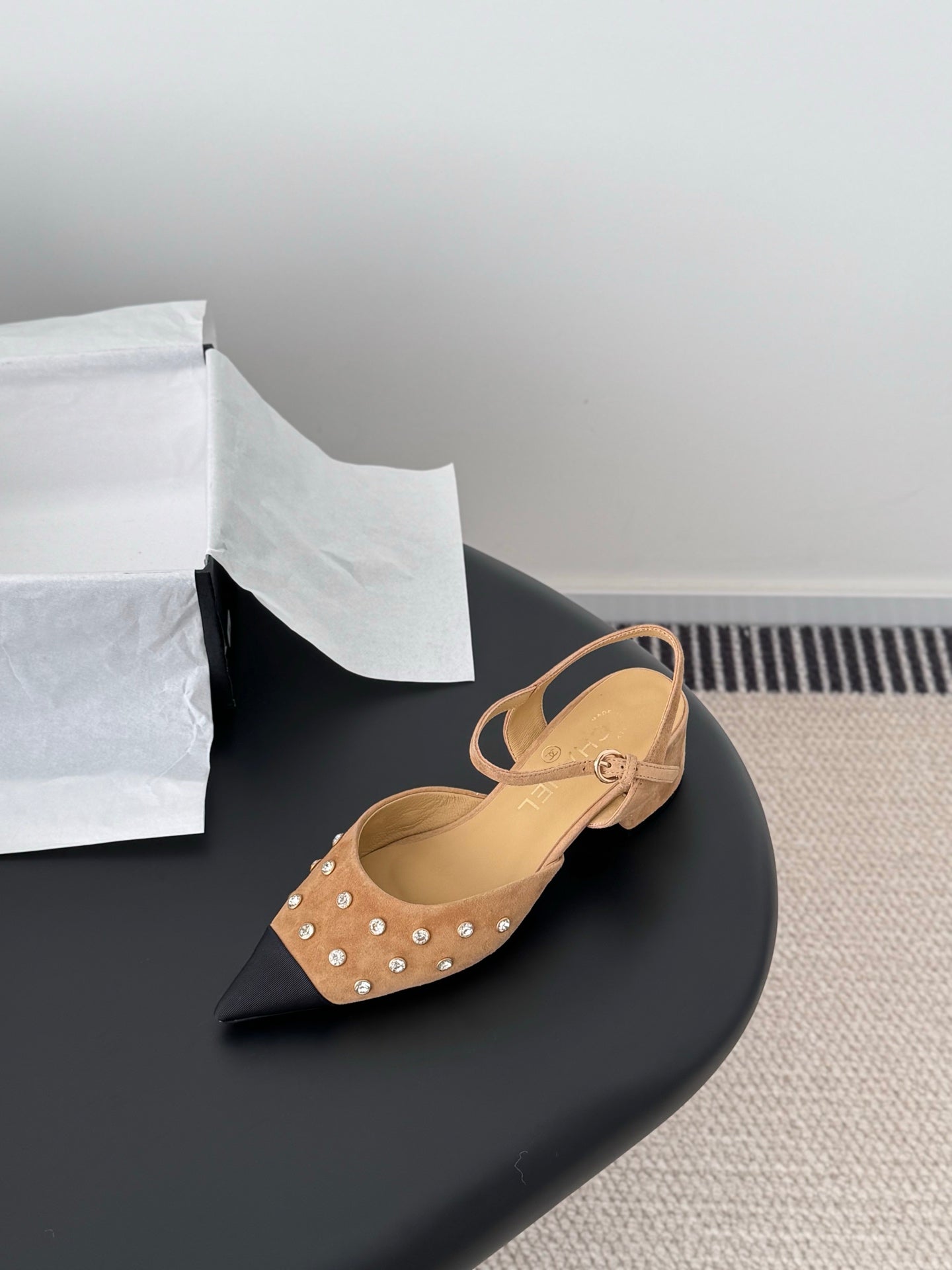 Chan 25fw rhinestones slingback sandals