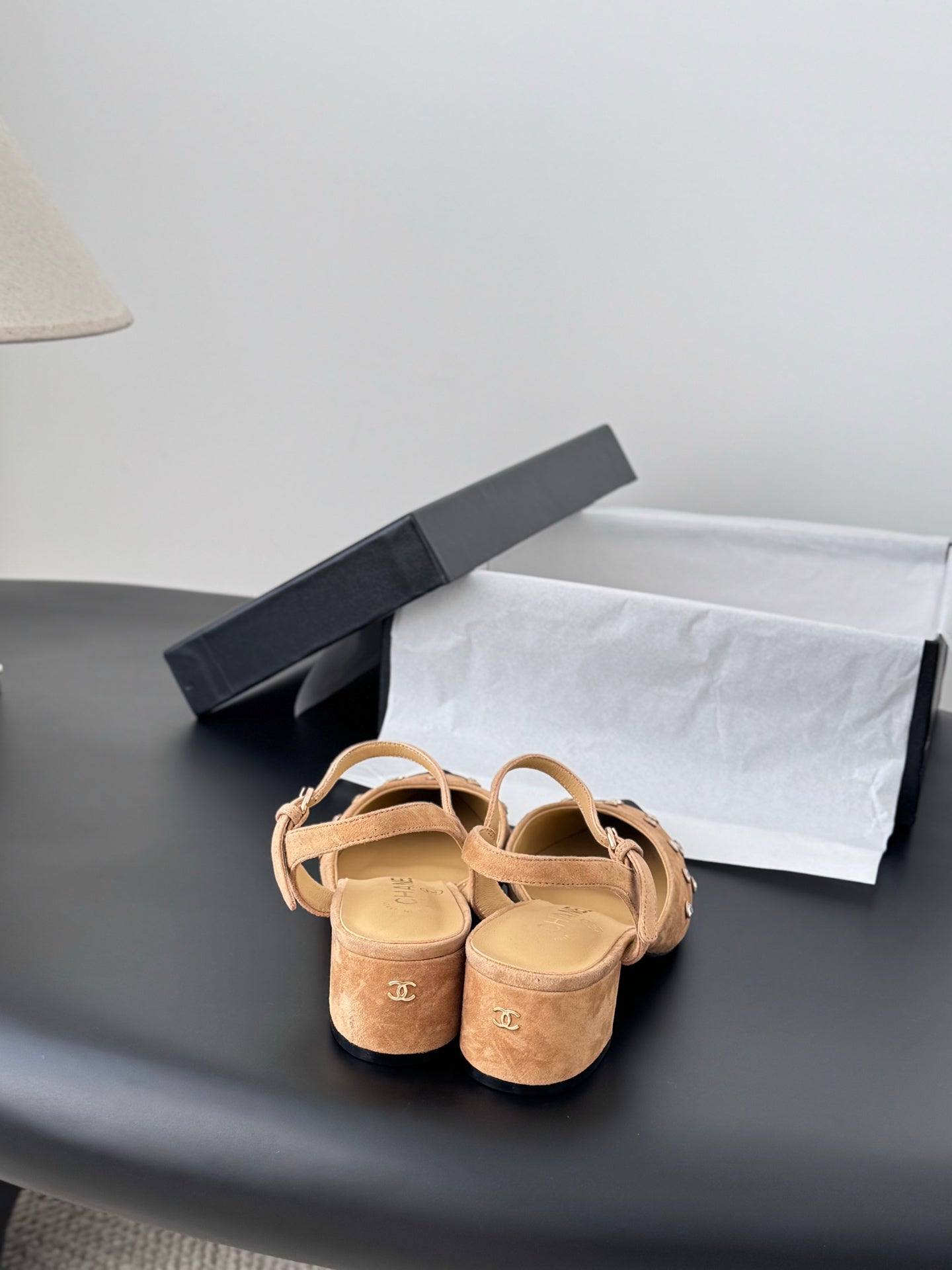 Chan 25fw rhinestones slingback sandals