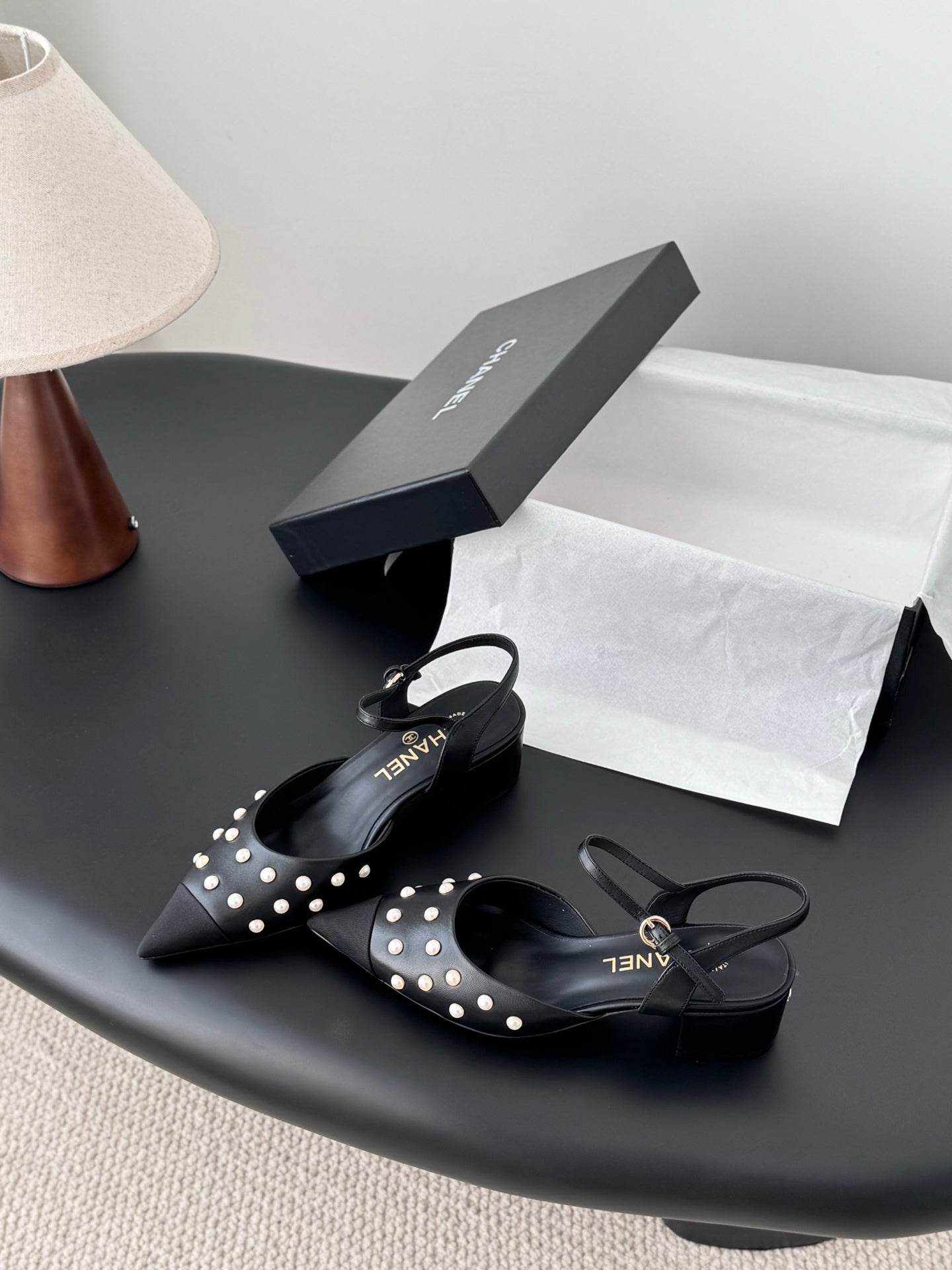 Chan 25fw rhinestones slingback sandals