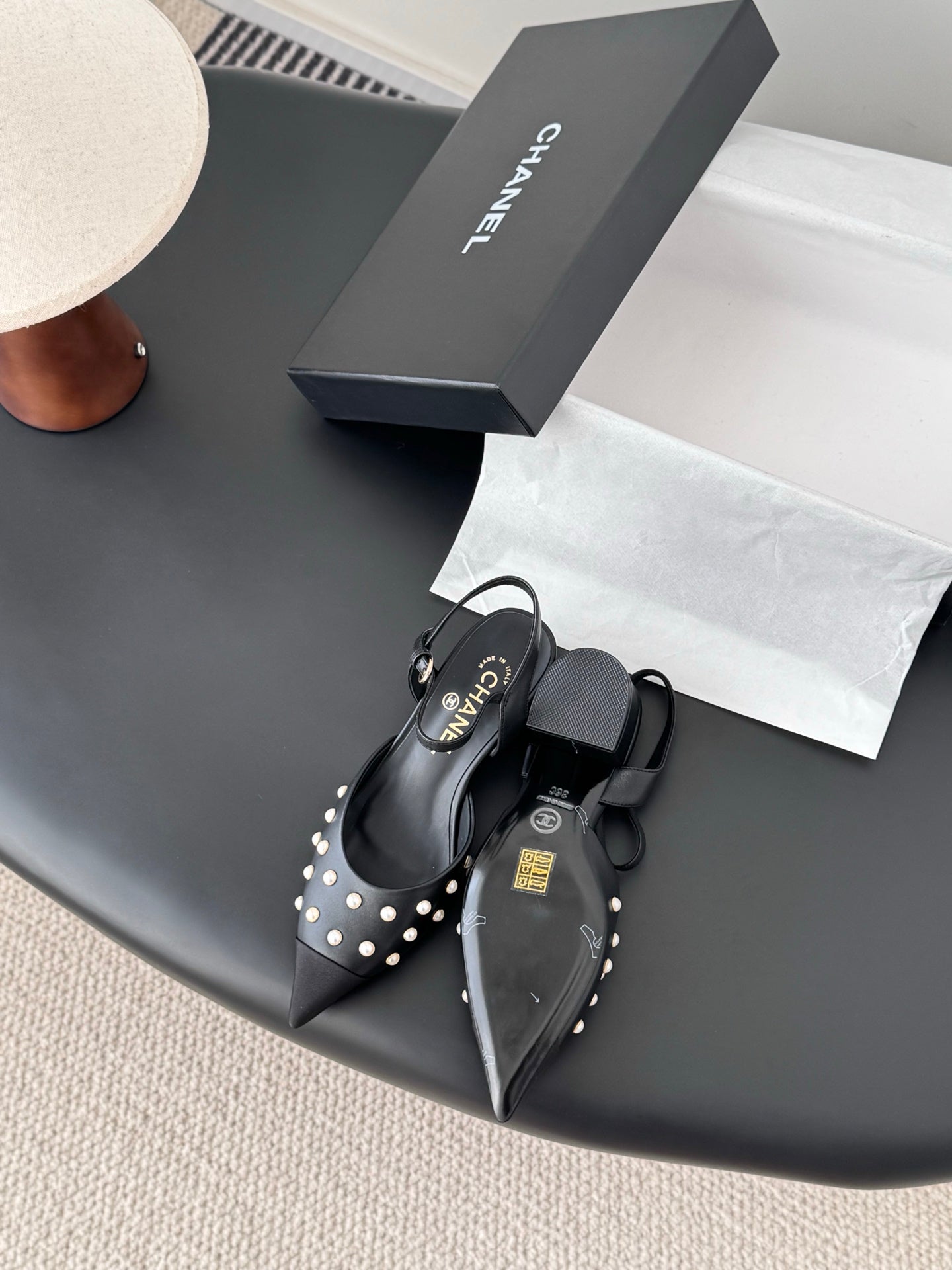 Chan 25fw rhinestones slingback sandals