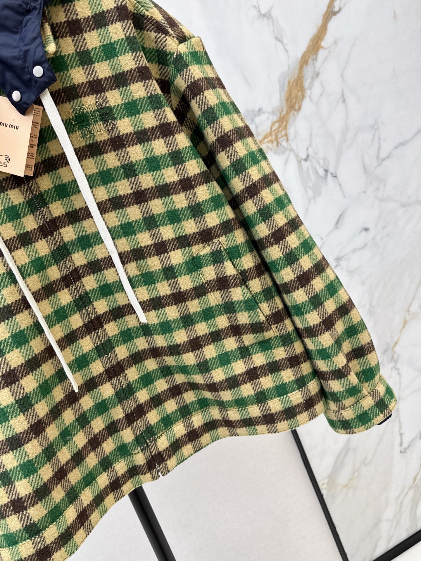 Miu NEW Hooded plaid jacket