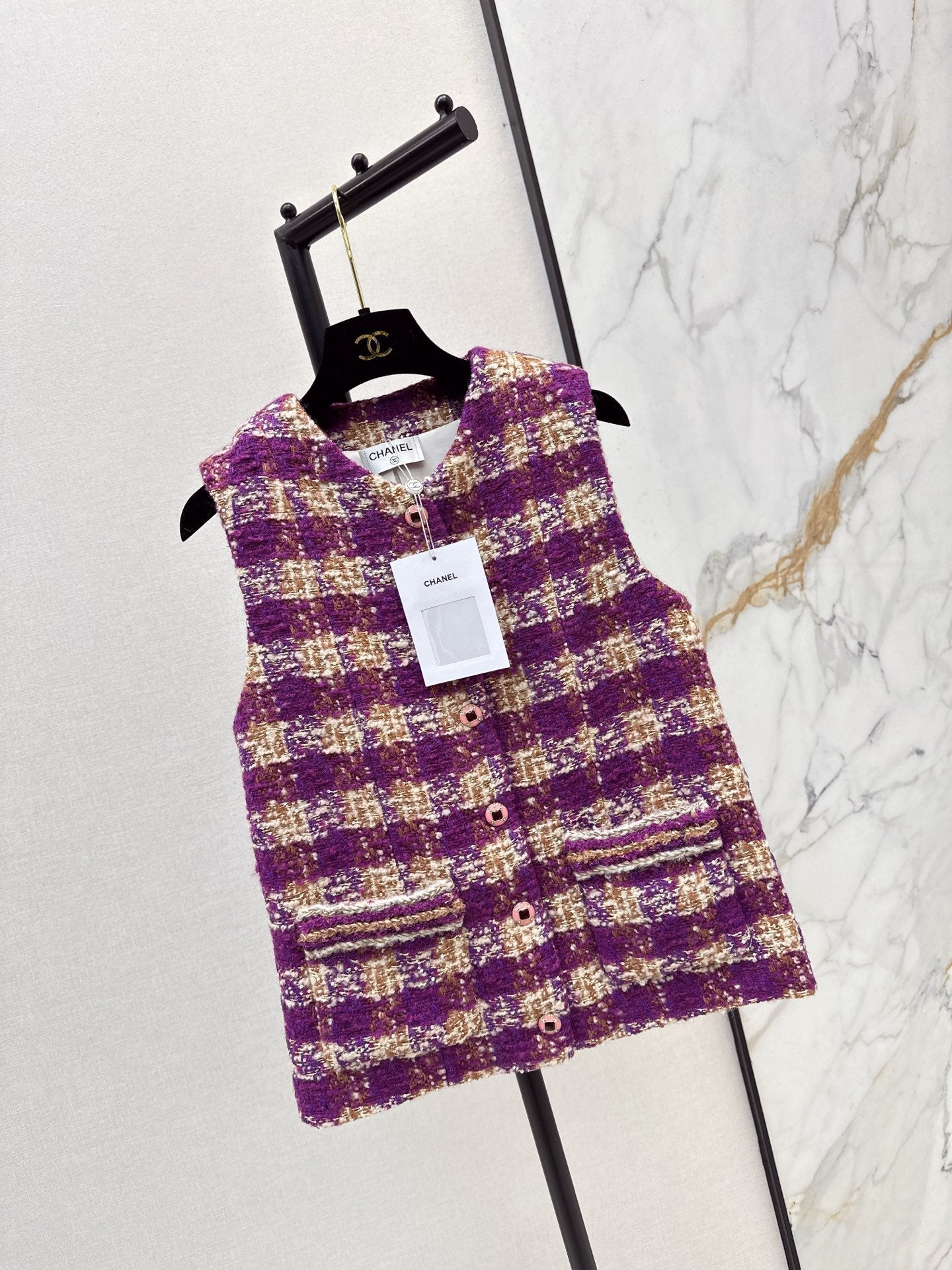 Chan NEW woven plaid vest