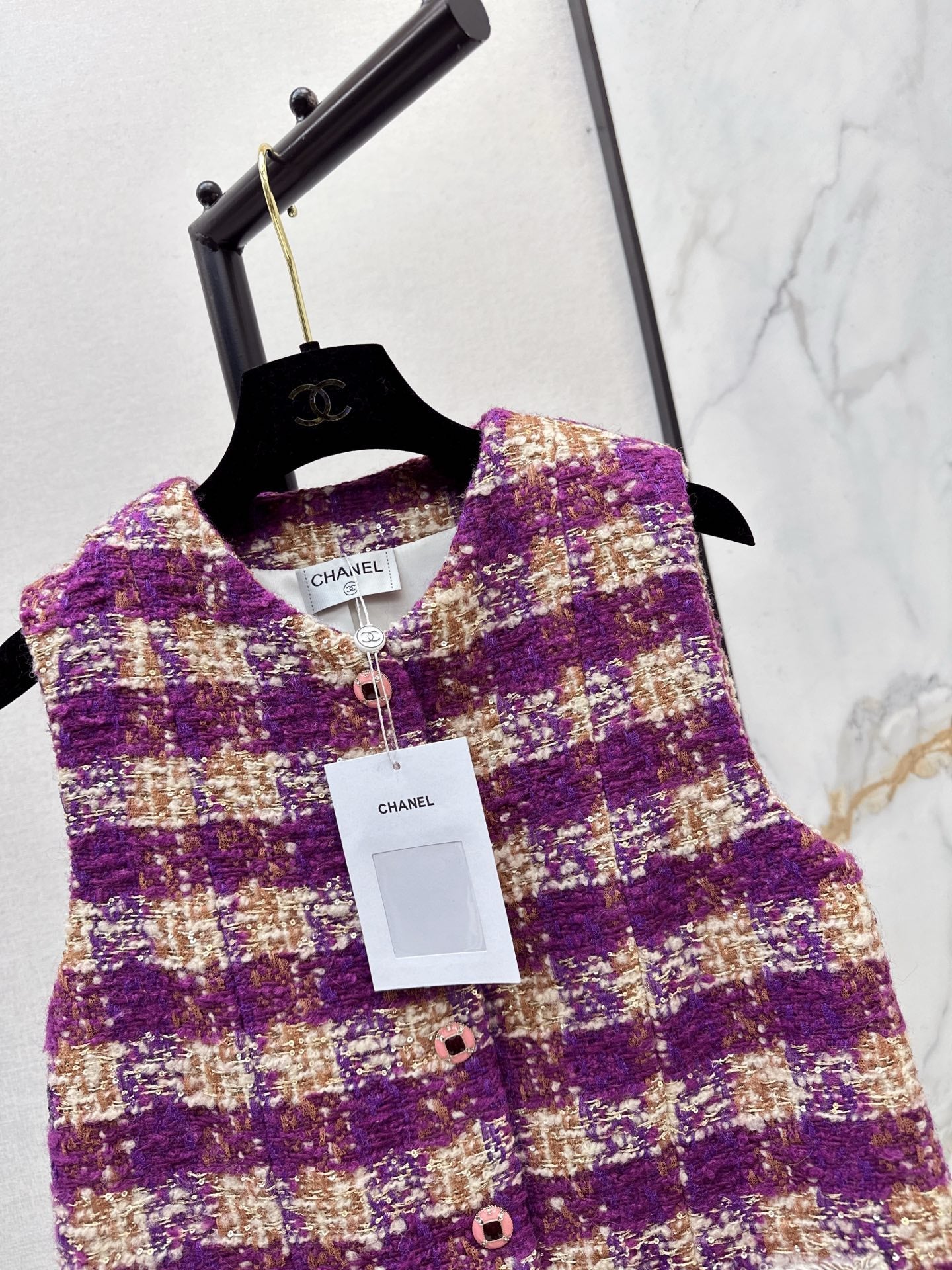 Chan NEW woven plaid vest