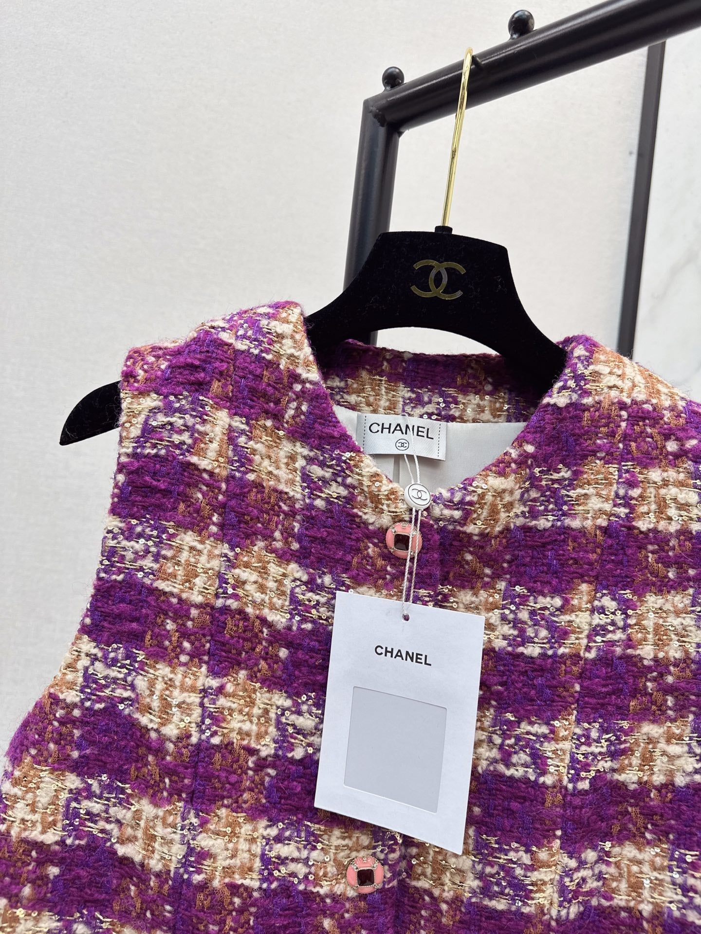 Chan NEW woven plaid vest