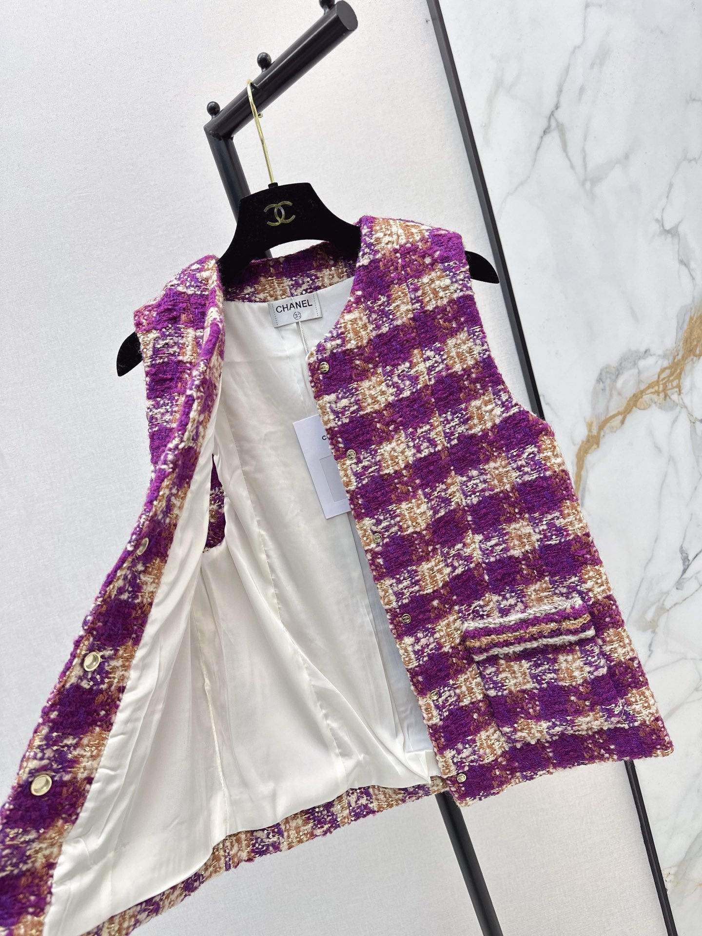 Chan NEW woven plaid vest