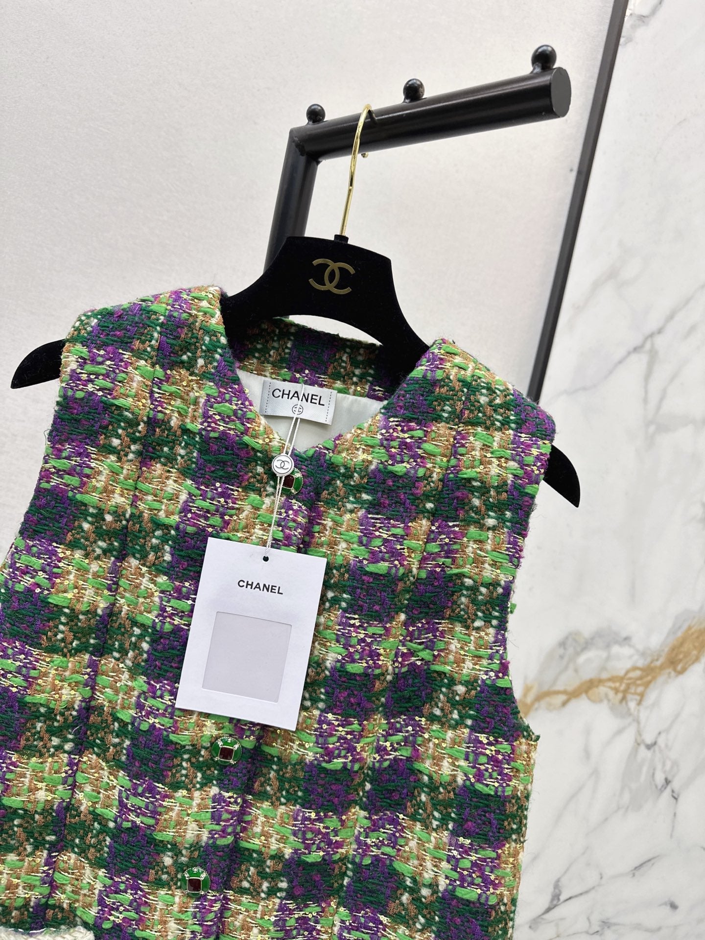 Chan NEW woven plaid vest