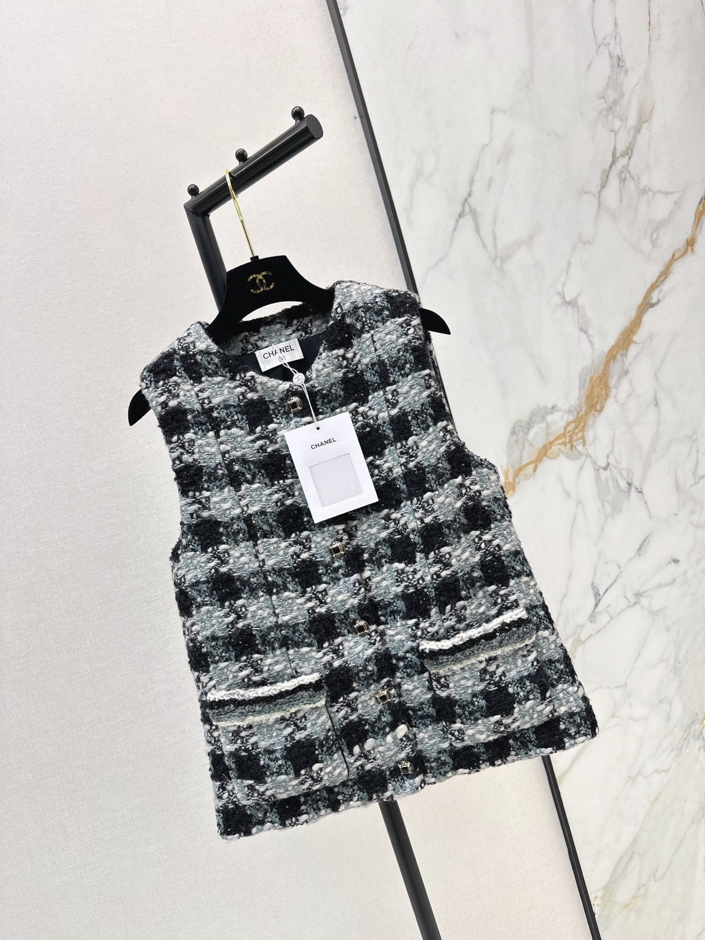 Chan NEW woven plaid vest