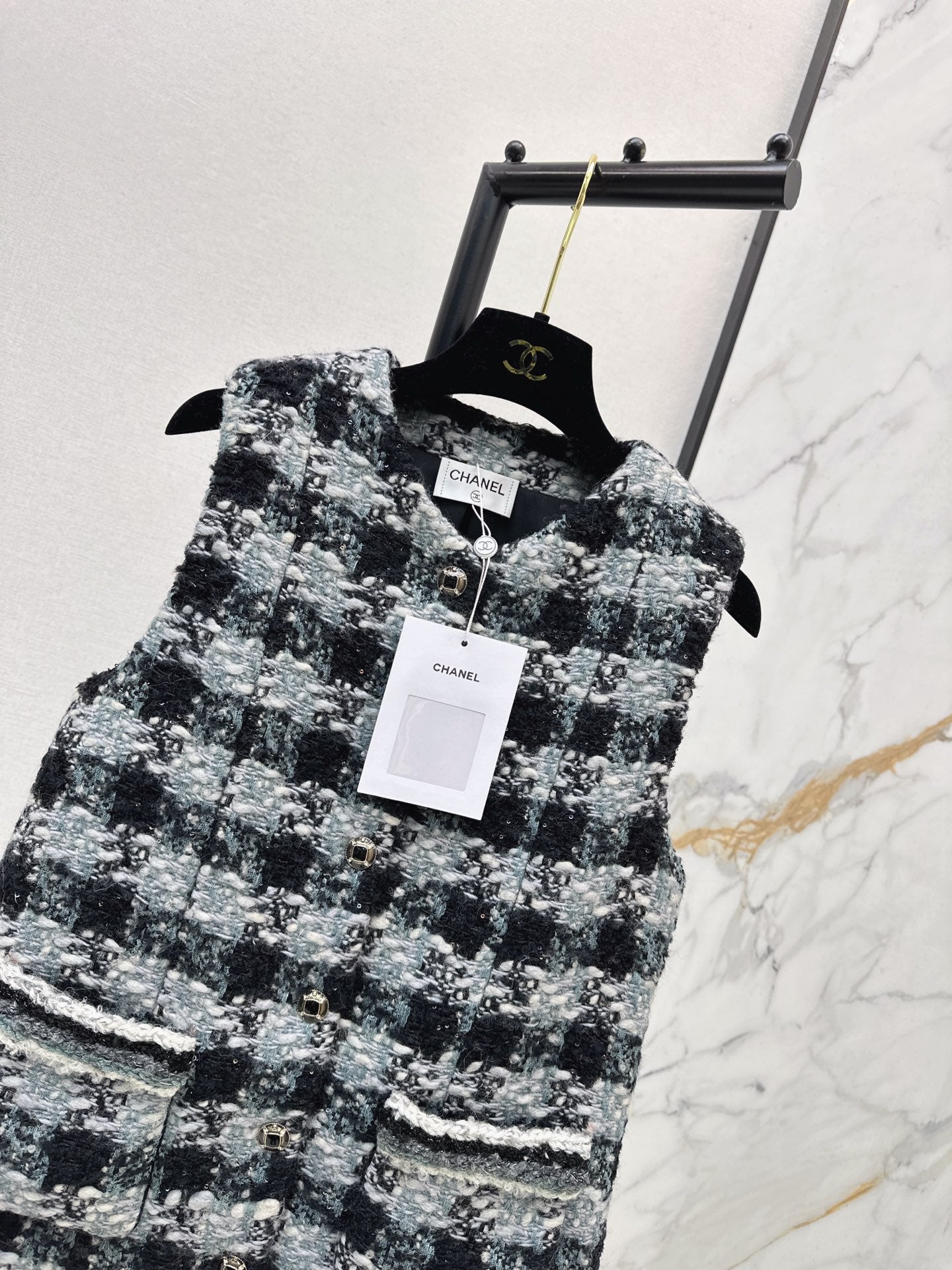 Chan NEW woven plaid vest