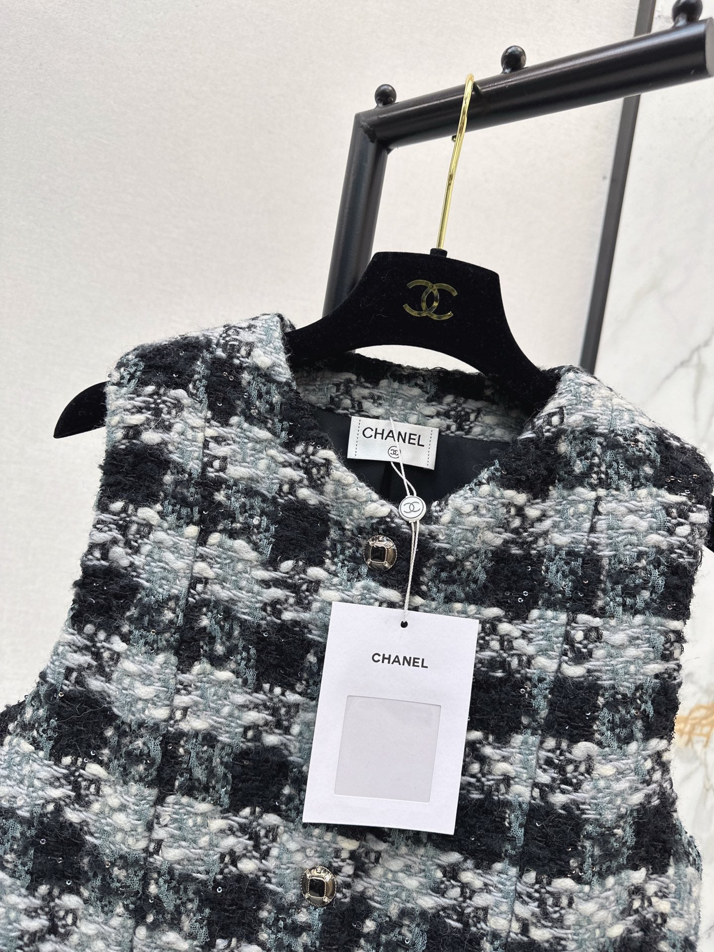 Chan NEW woven plaid vest