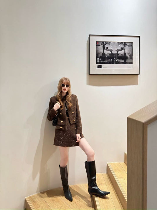 Ba1 NEW button jacket divided skirts set