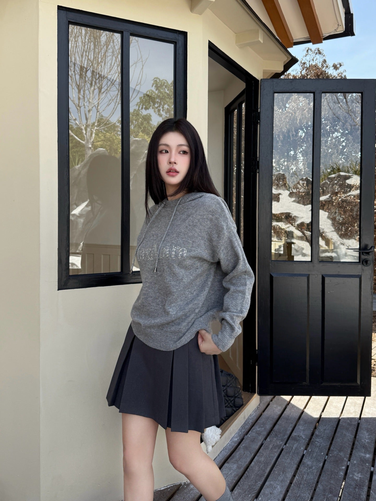 Max NEW rhinestone hooded sweater