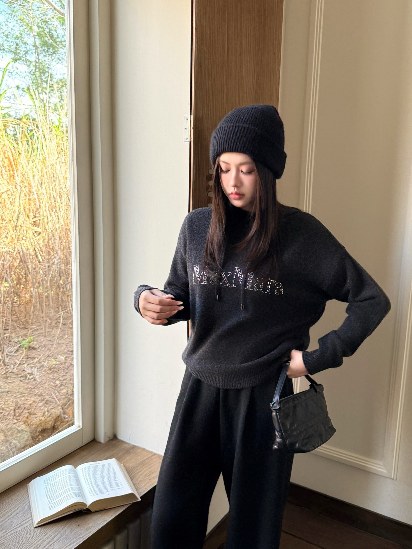 Max NEW rhinestone hooded sweater