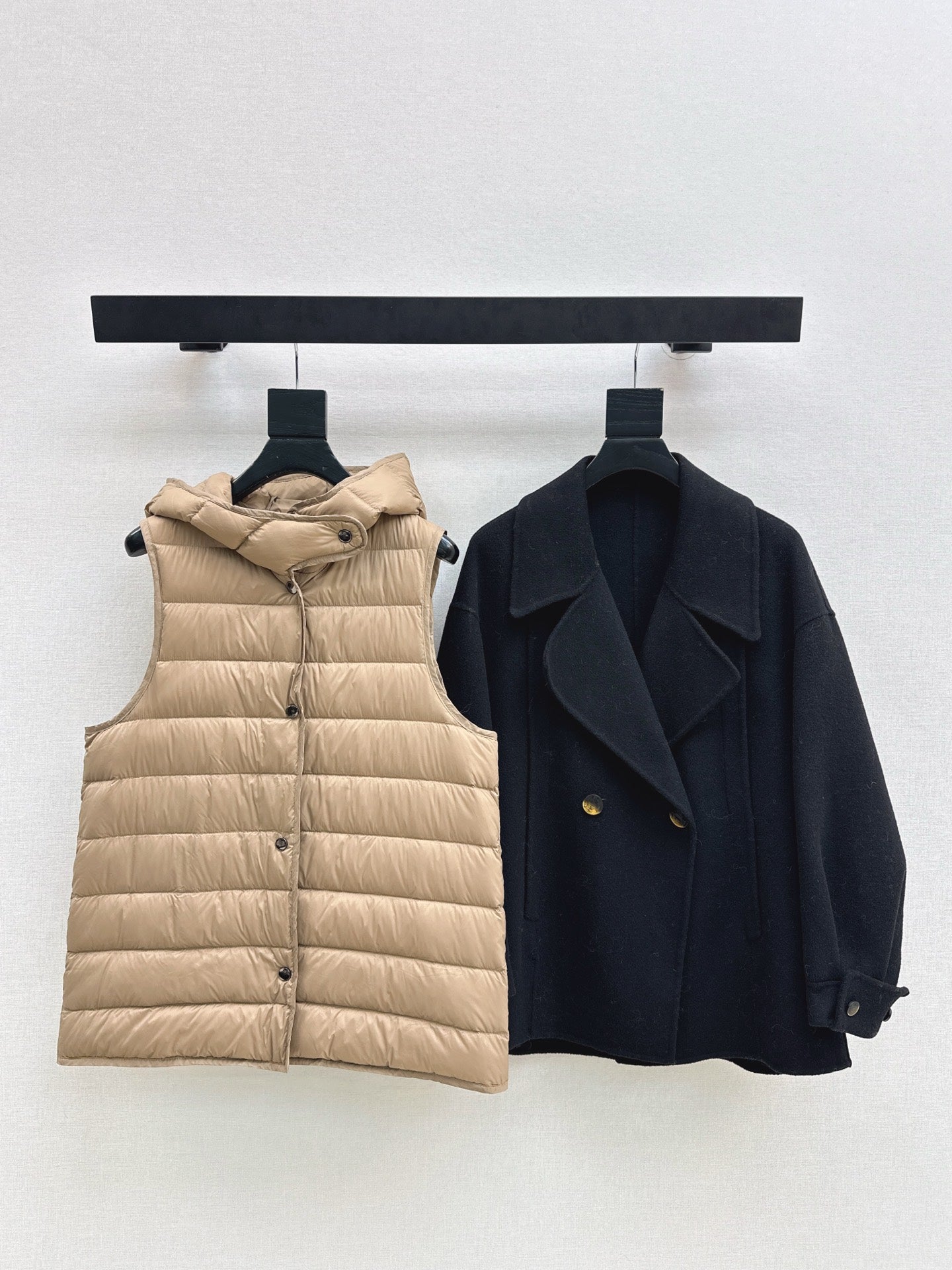 Max NEW hooded down vest+woolen jacket