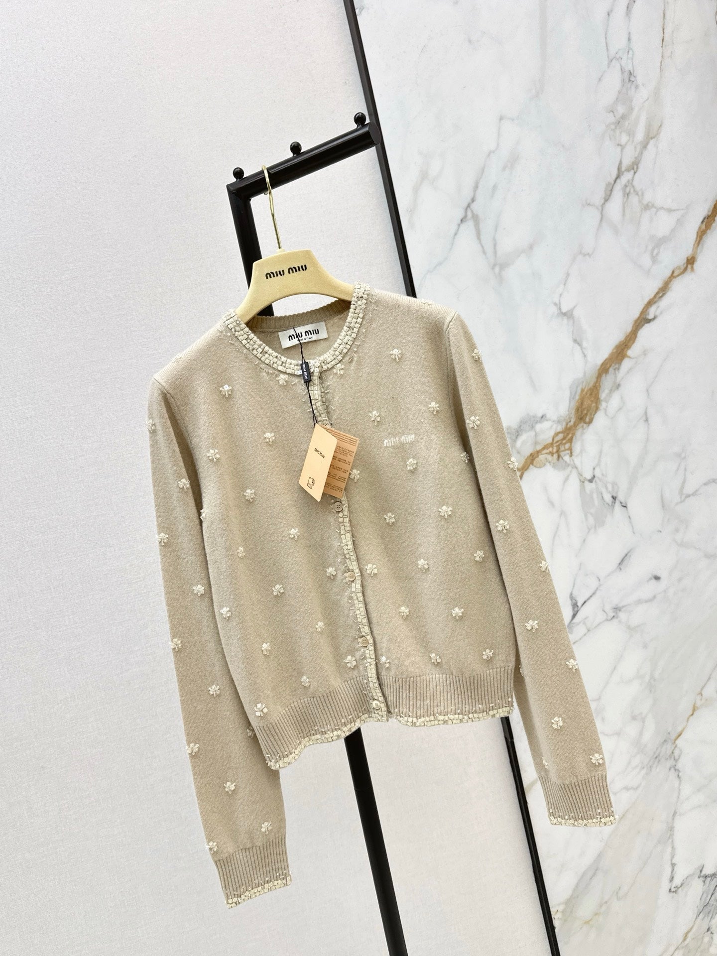 Miu NEW beading flower cardigan