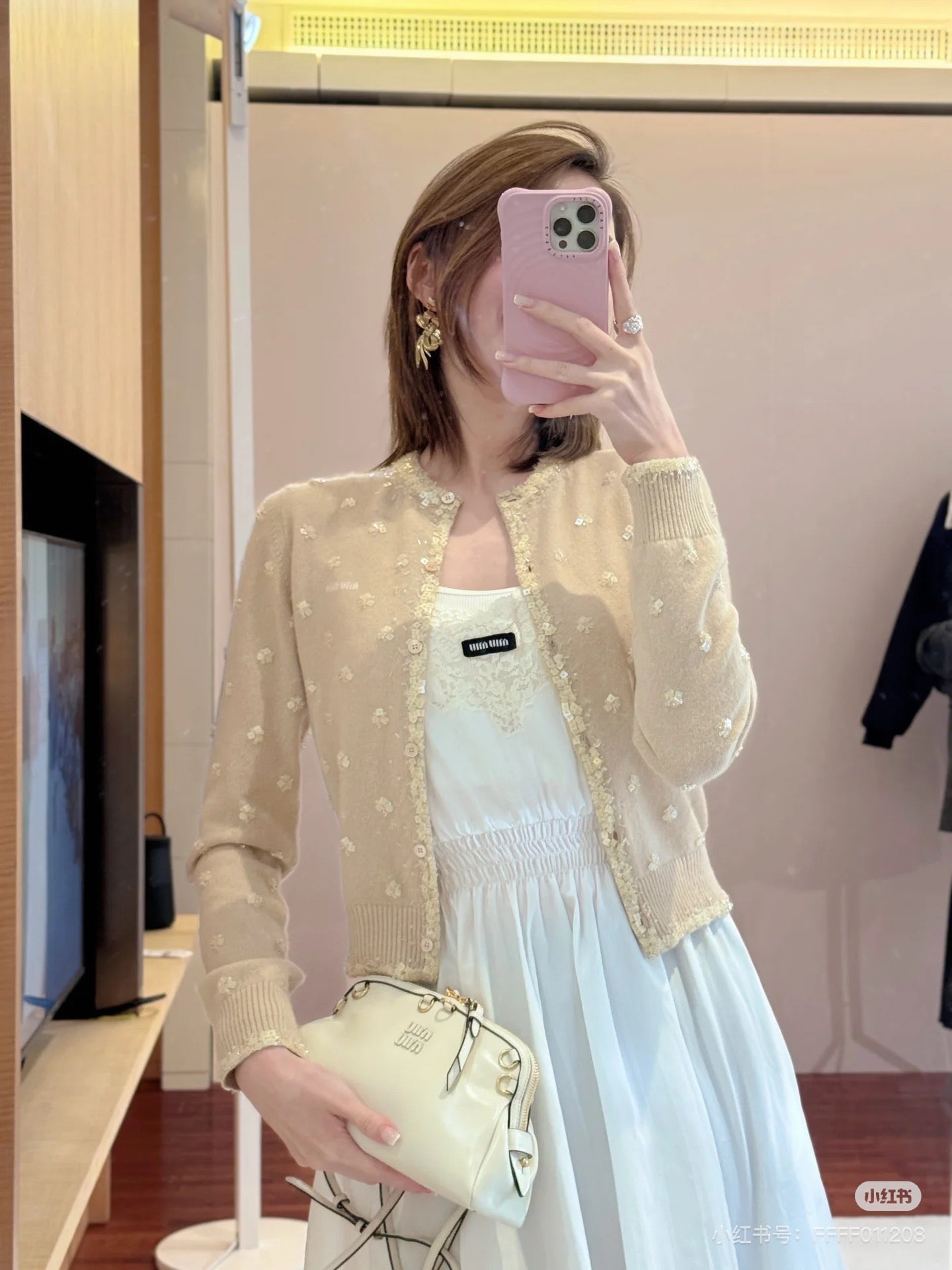 Miu NEW beading flower cardigan