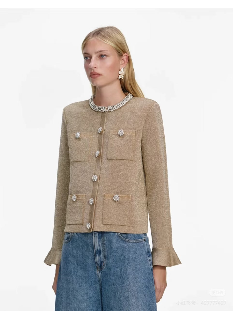 Sp NEW rhinestones knit cardigan