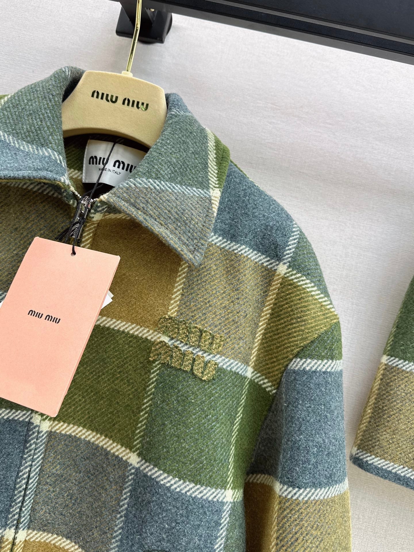 Miu NEW Retro plaid woolen coat