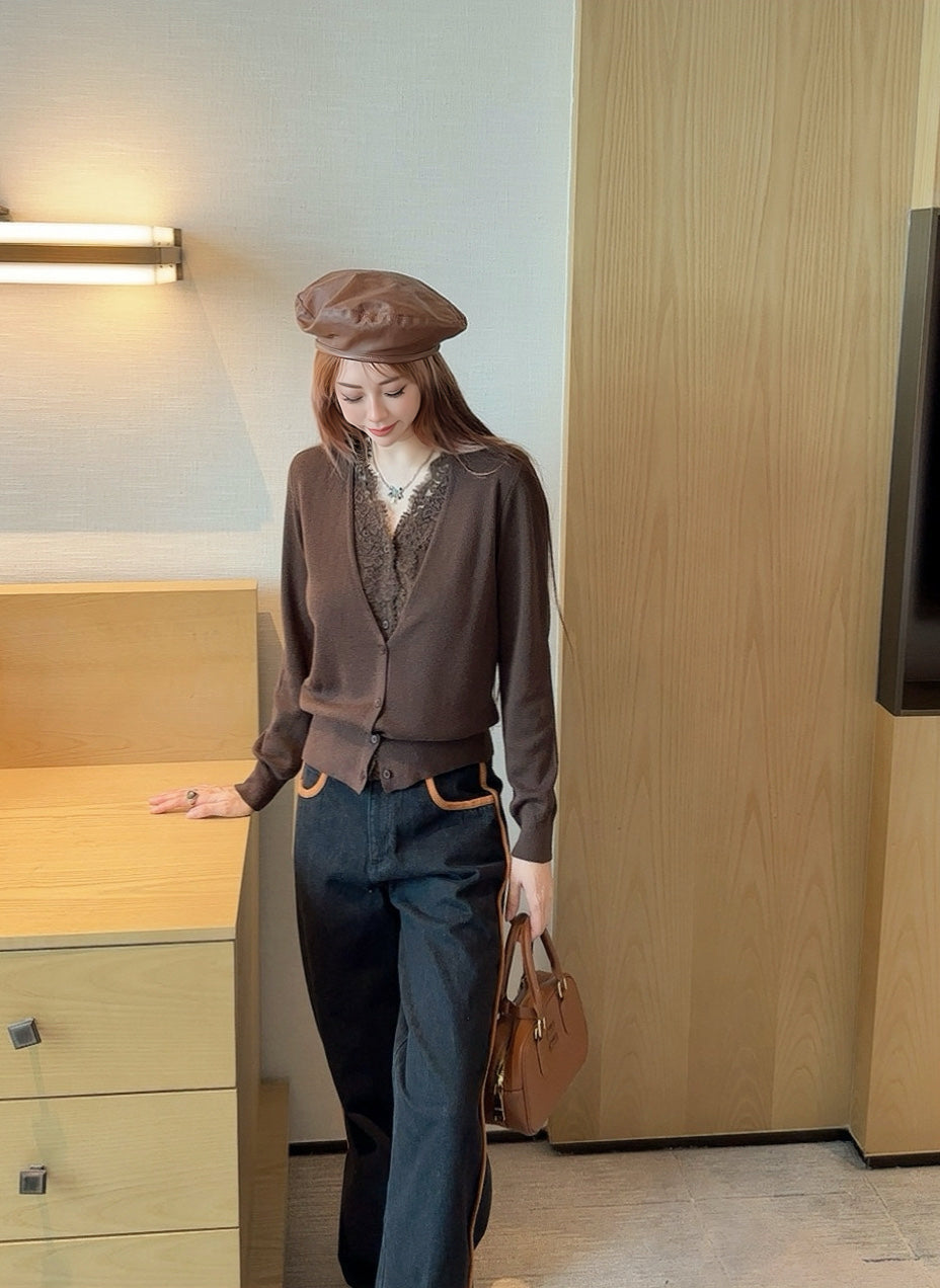 Es NEW Lace-paneled cardigan