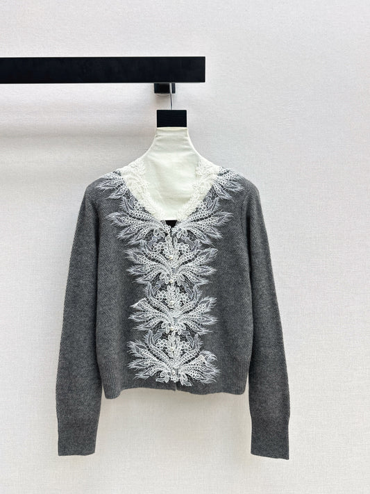 Es NEW Lace-paneled cardigan